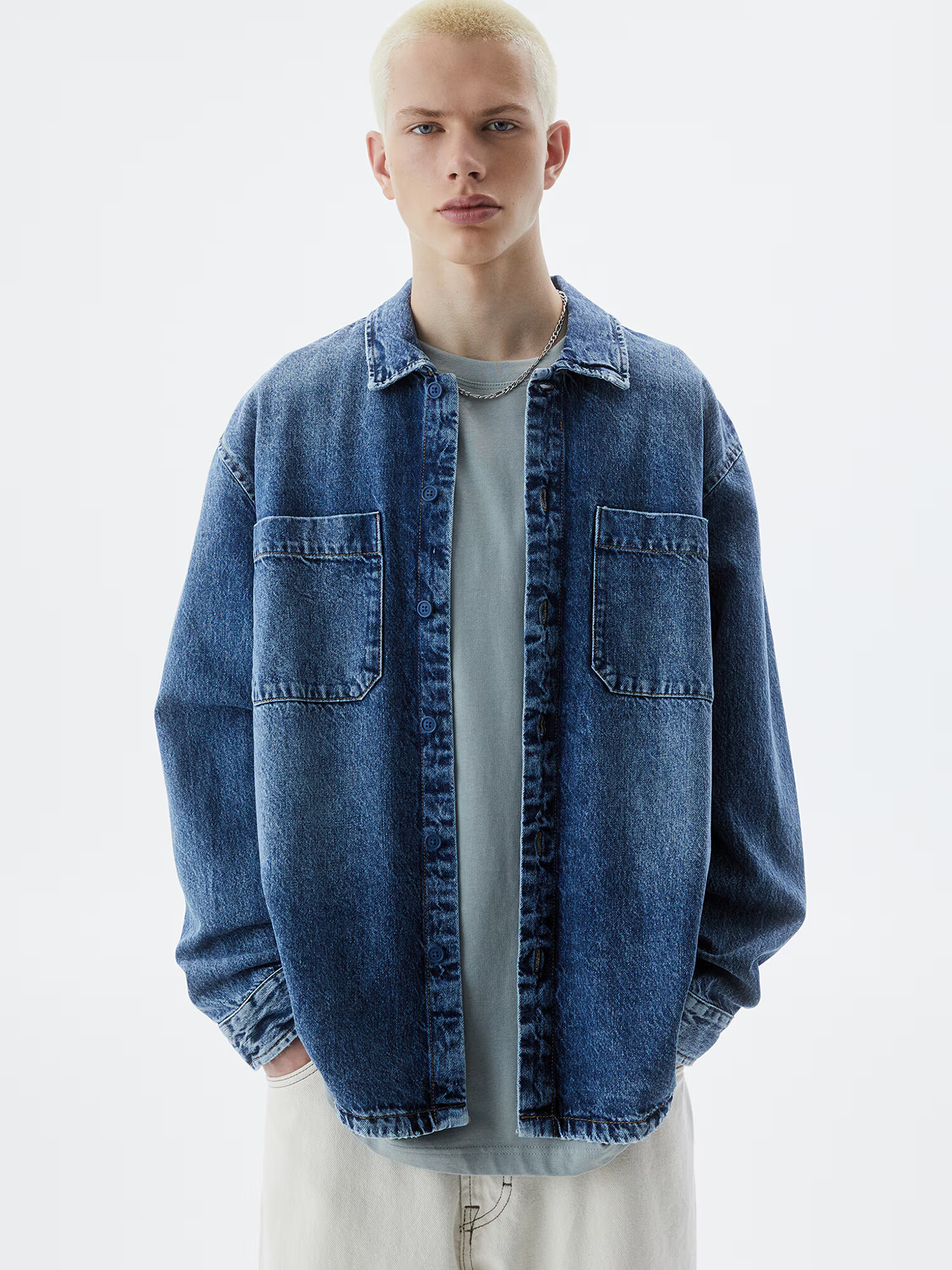 Pull&Bear Cămașă albastru denim - Pled.ro