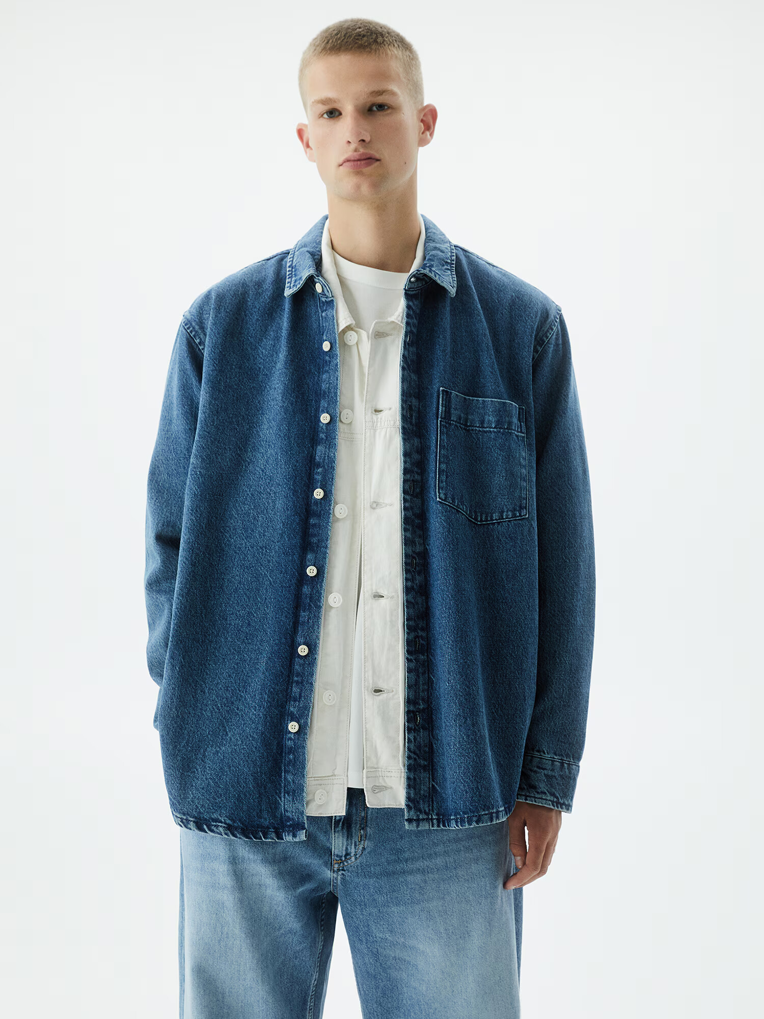 Pull&Bear Cămașă albastru denim - Pled.ro