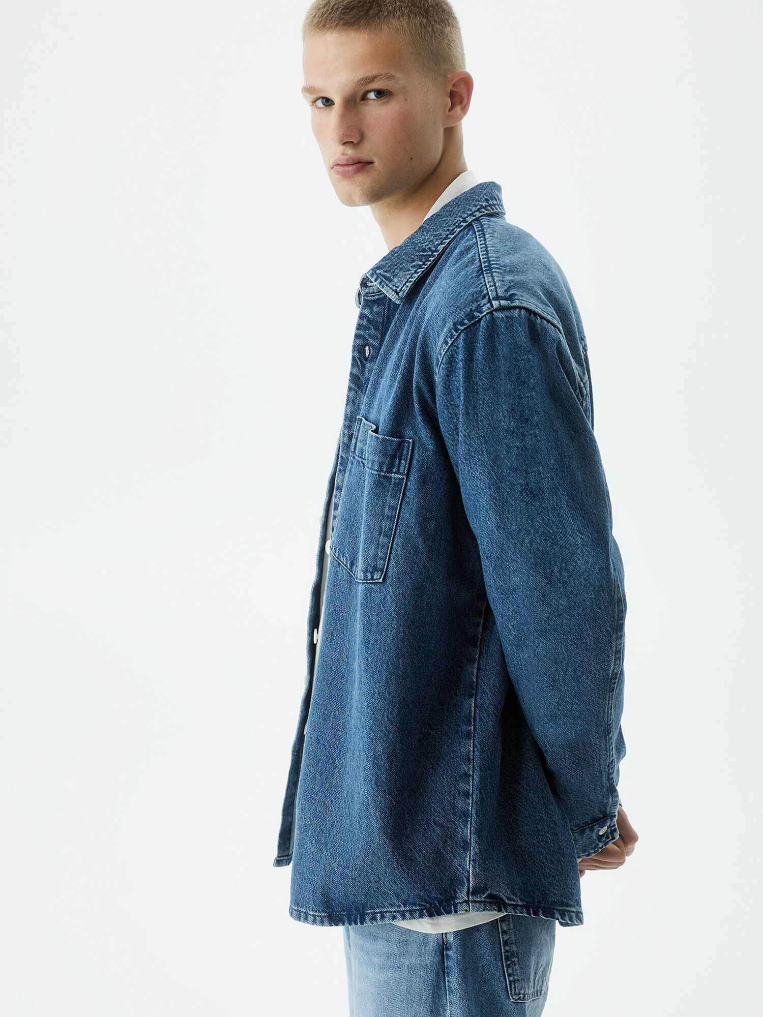 Pull&Bear Cămașă albastru denim - Pled.ro