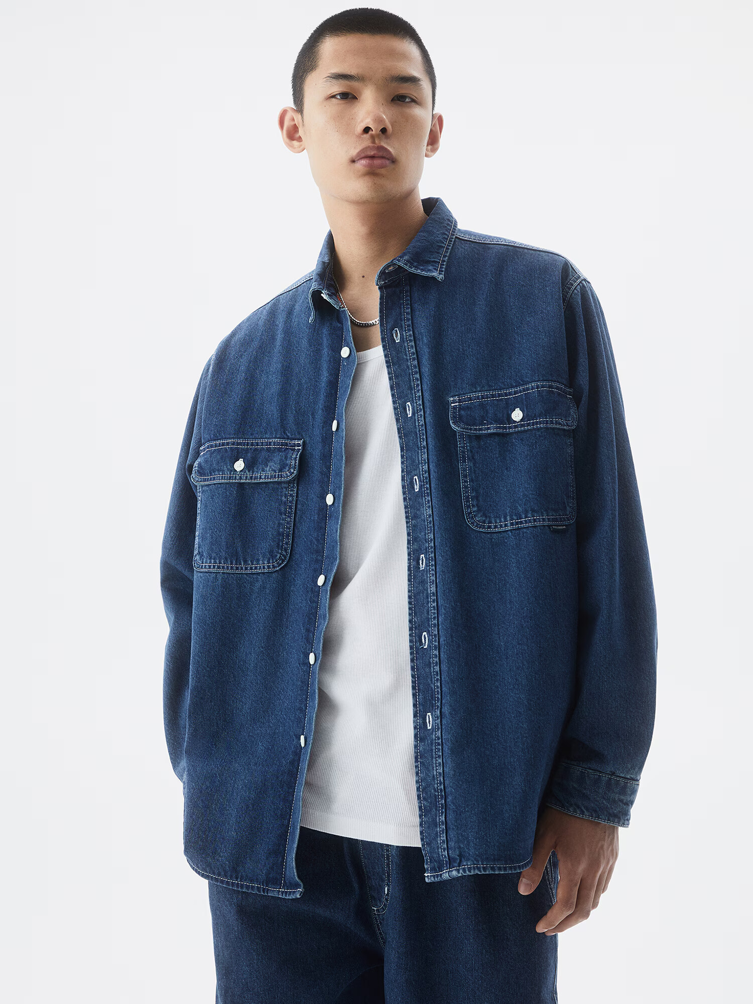 Pull&Bear Cămașă albastru denim - Pled.ro