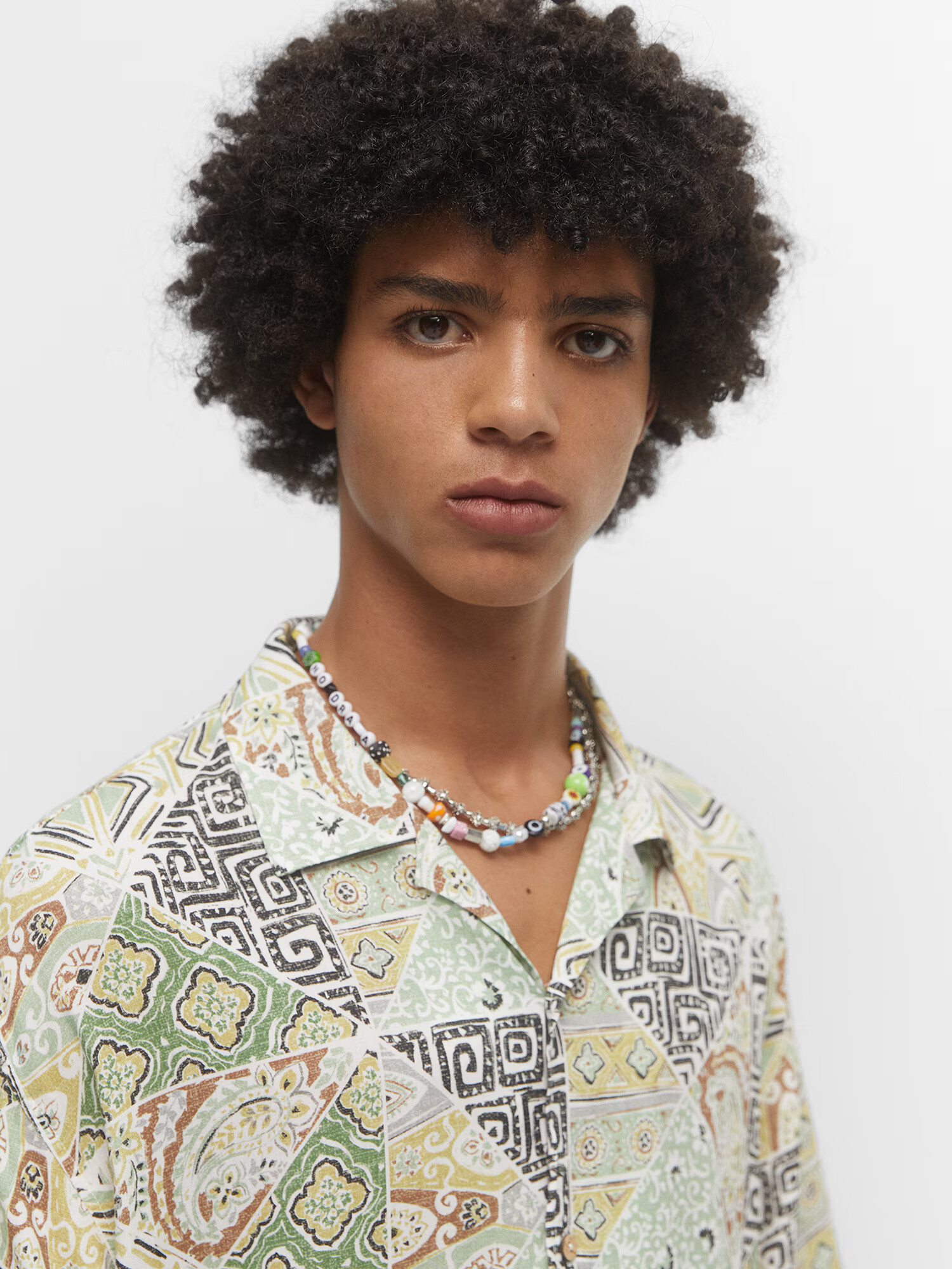 Pull&Bear Cămașă galben / verde / negru / alb - Pled.ro