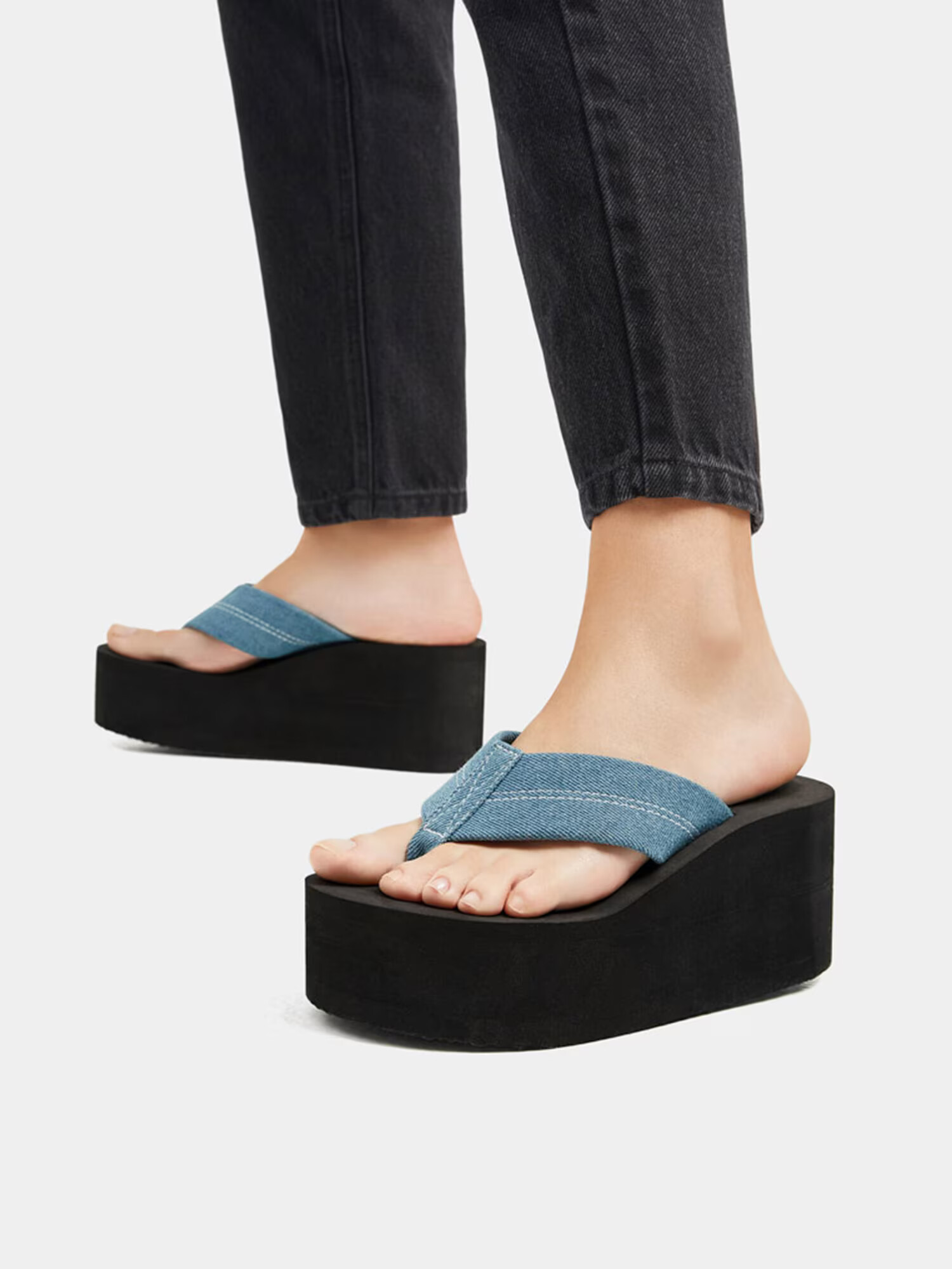 Pull&Bear Flip-flops albastru denim - Pled.ro