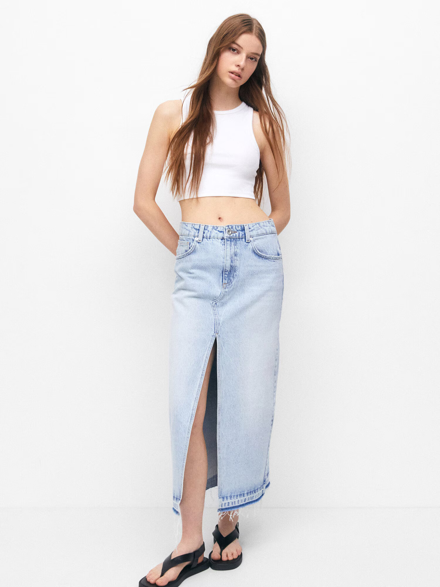 Pull&Bear Fustă albastru denim - Pled.ro