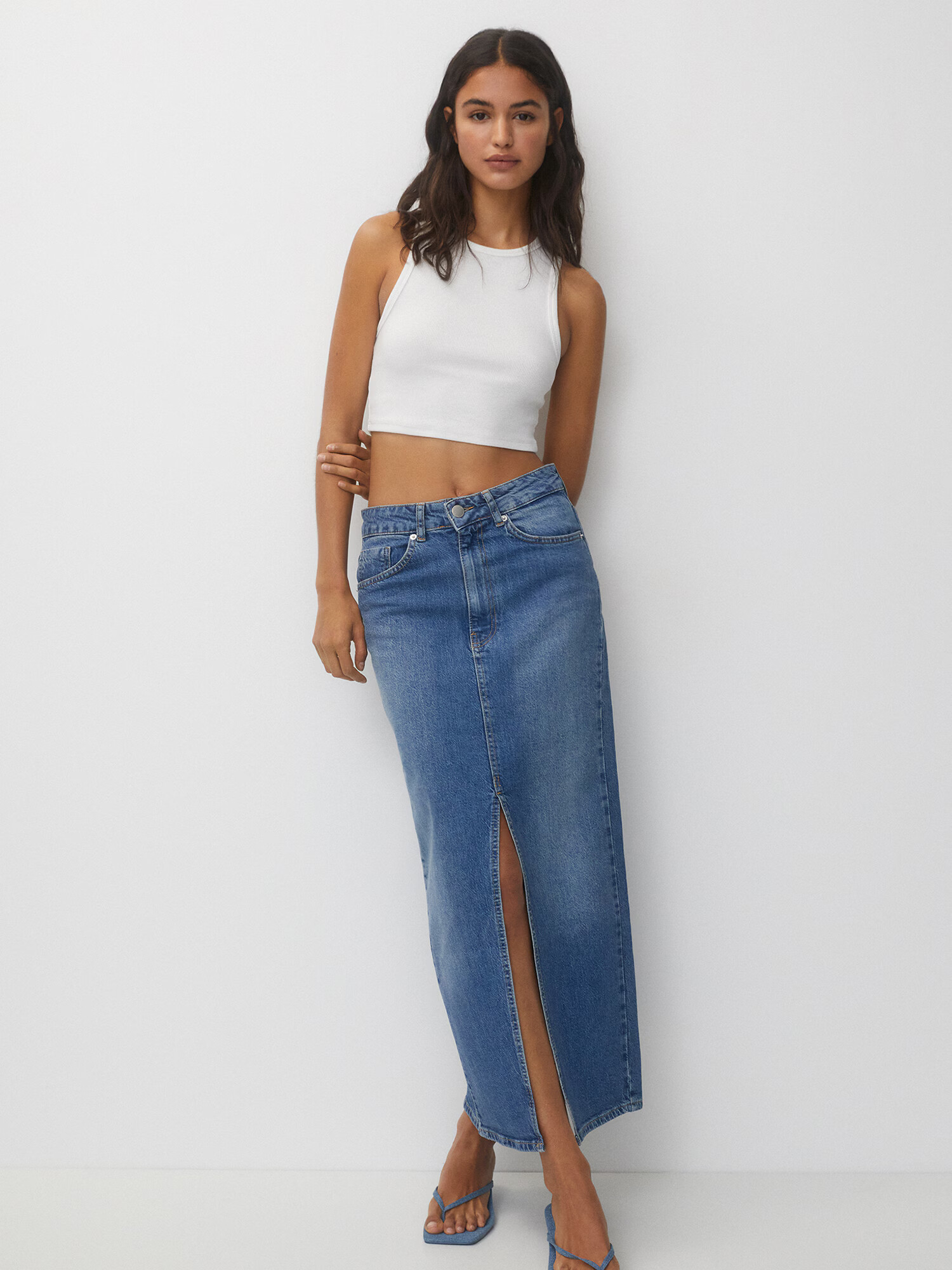 Pull&Bear Fustă albastru denim - Pled.ro