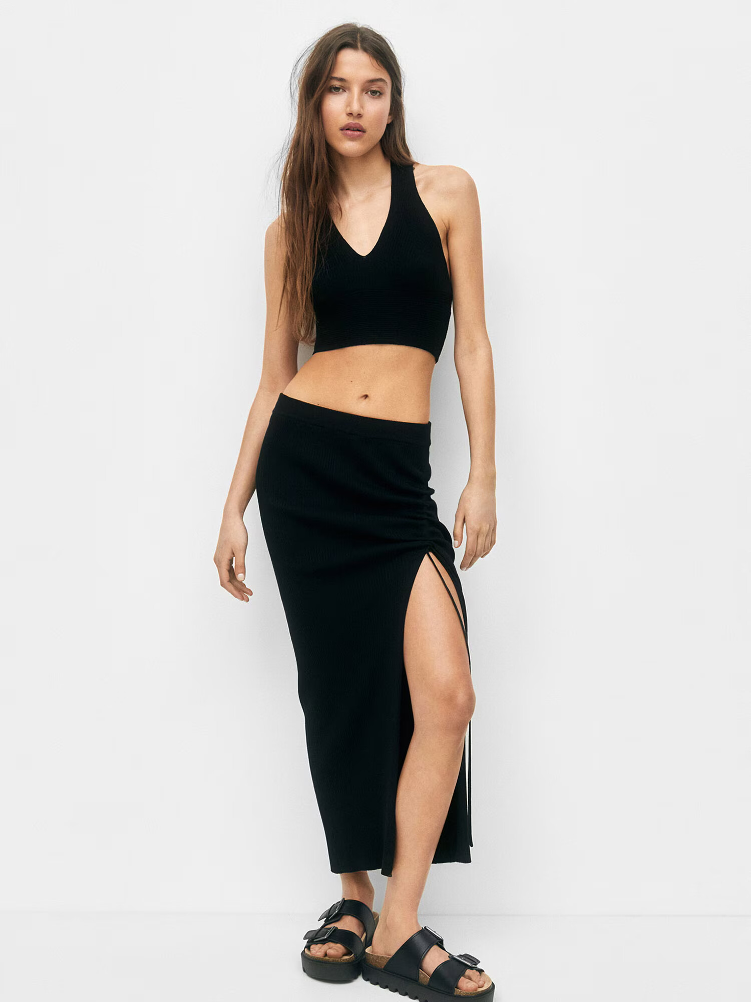 Pull&Bear Fustă negru - Pled.ro