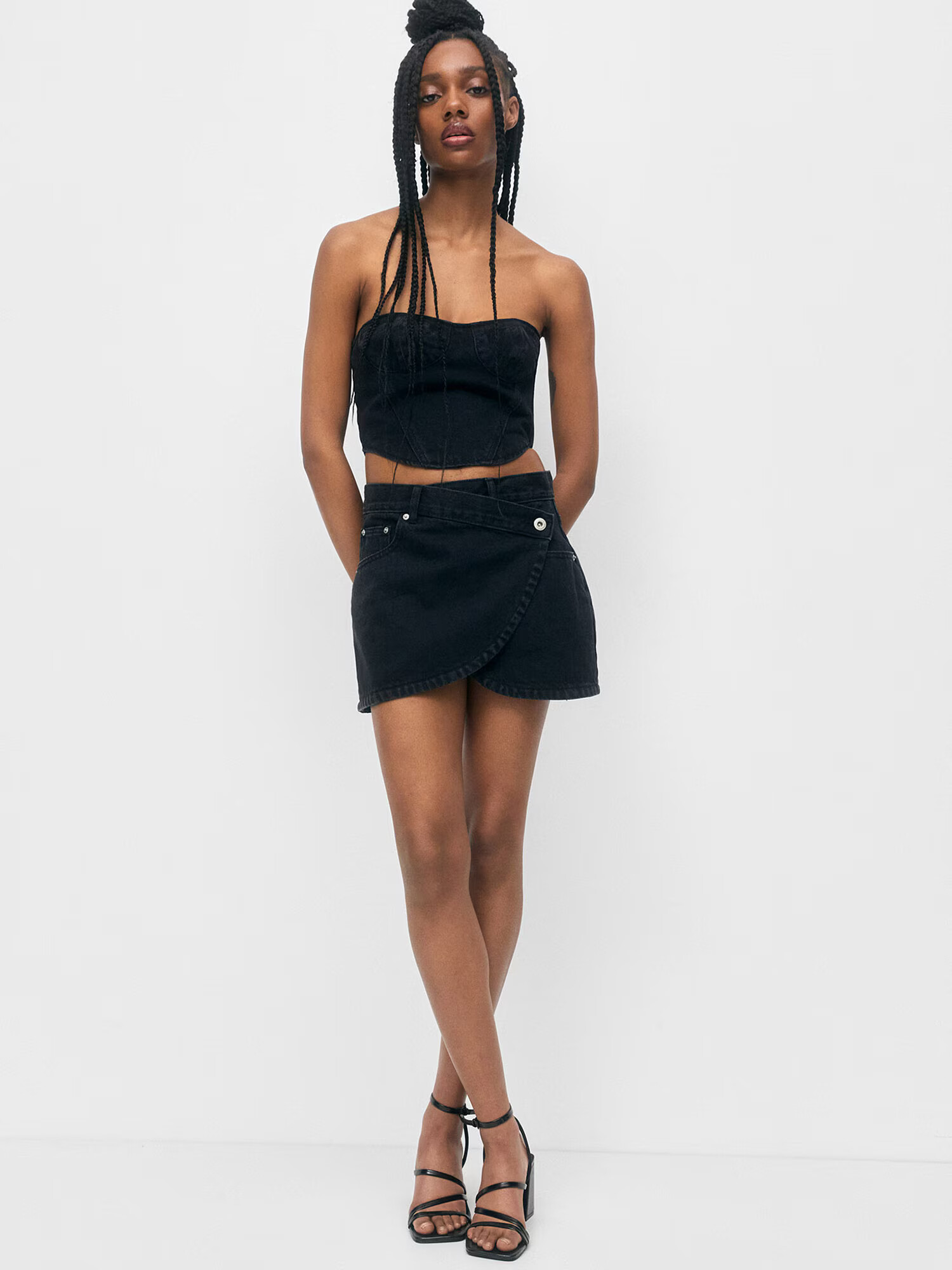 Pull&Bear Fustă negru - Pled.ro