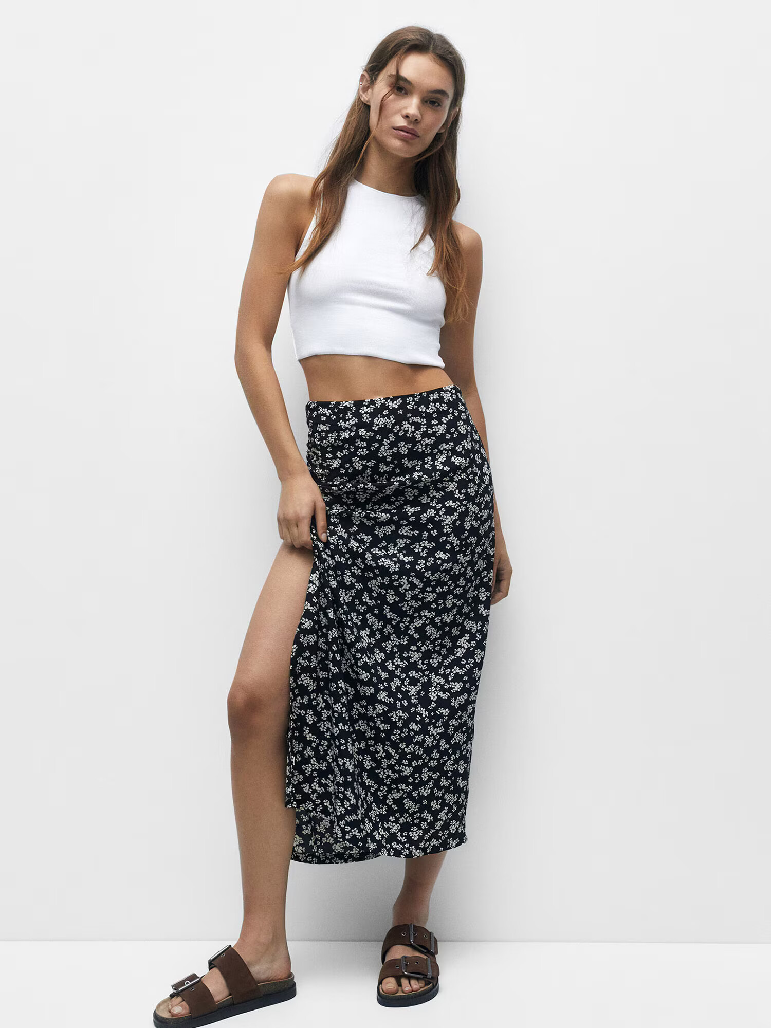 Pull&Bear Fustă negru / alb - Pled.ro