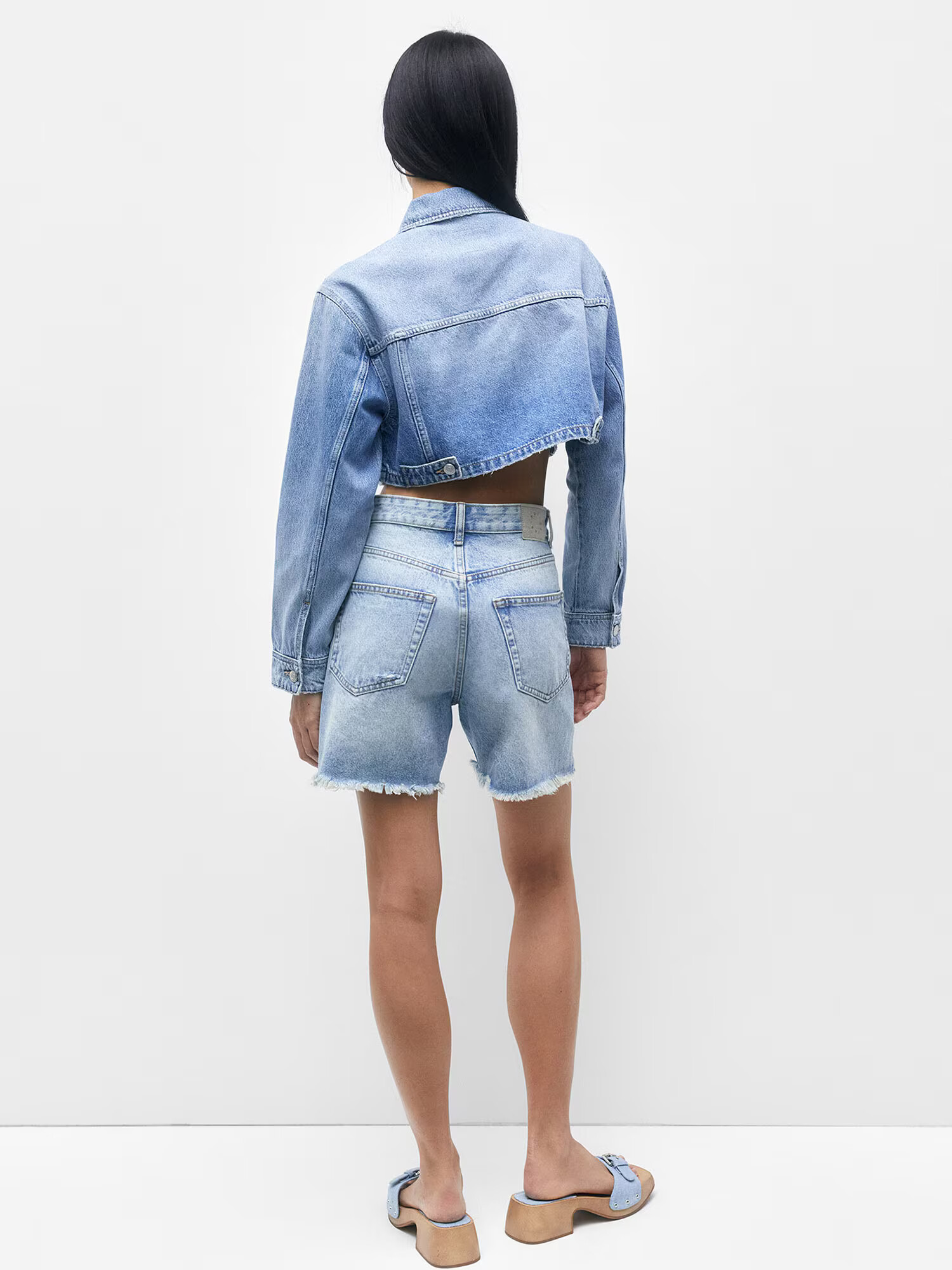 Pull&Bear Geacă de primăvară-toamnă albastru denim - Pled.ro