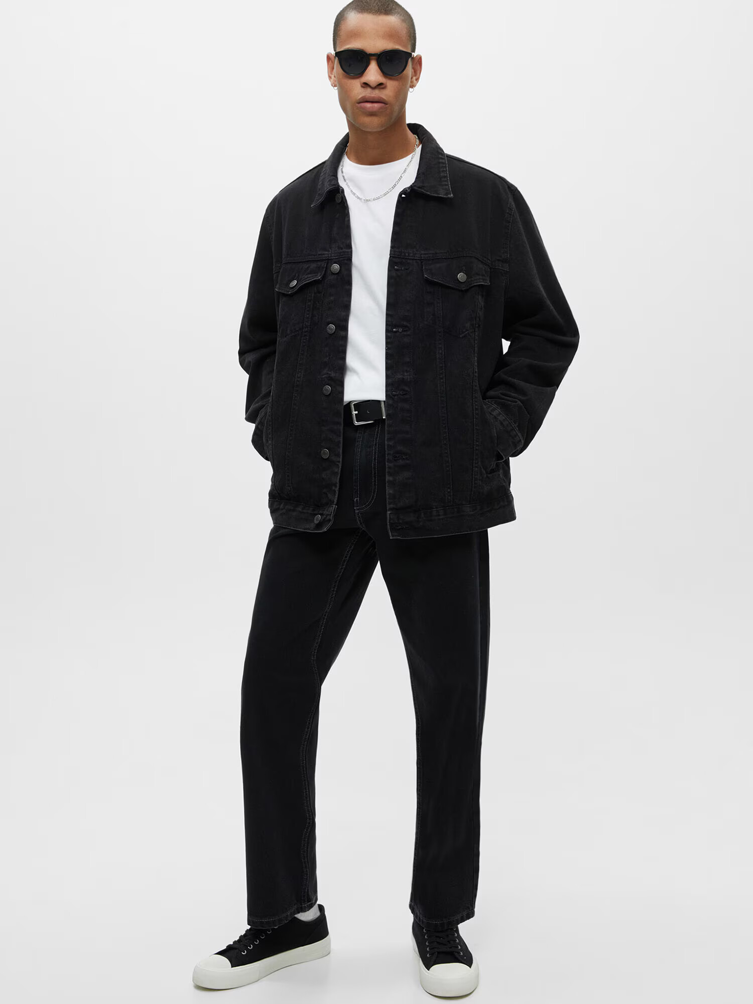 Pull&Bear Geacă de primăvară-toamnă negru denim - Pled.ro