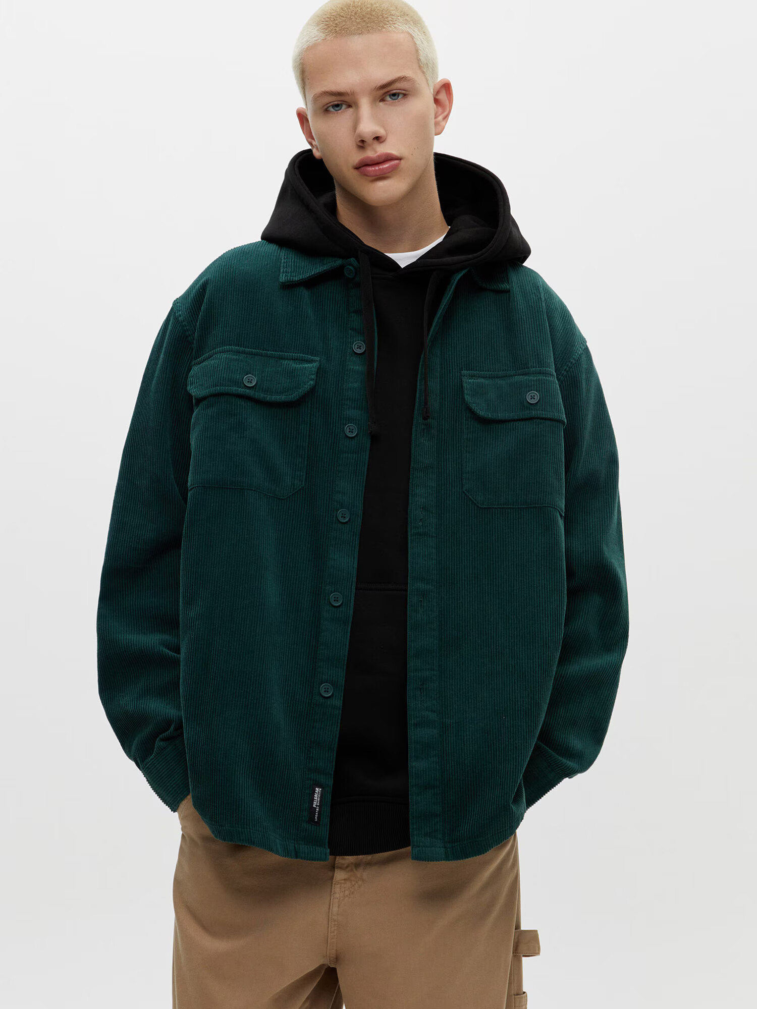 Pull&Bear Geacă de primăvară-toamnă verde închis - Pled.ro