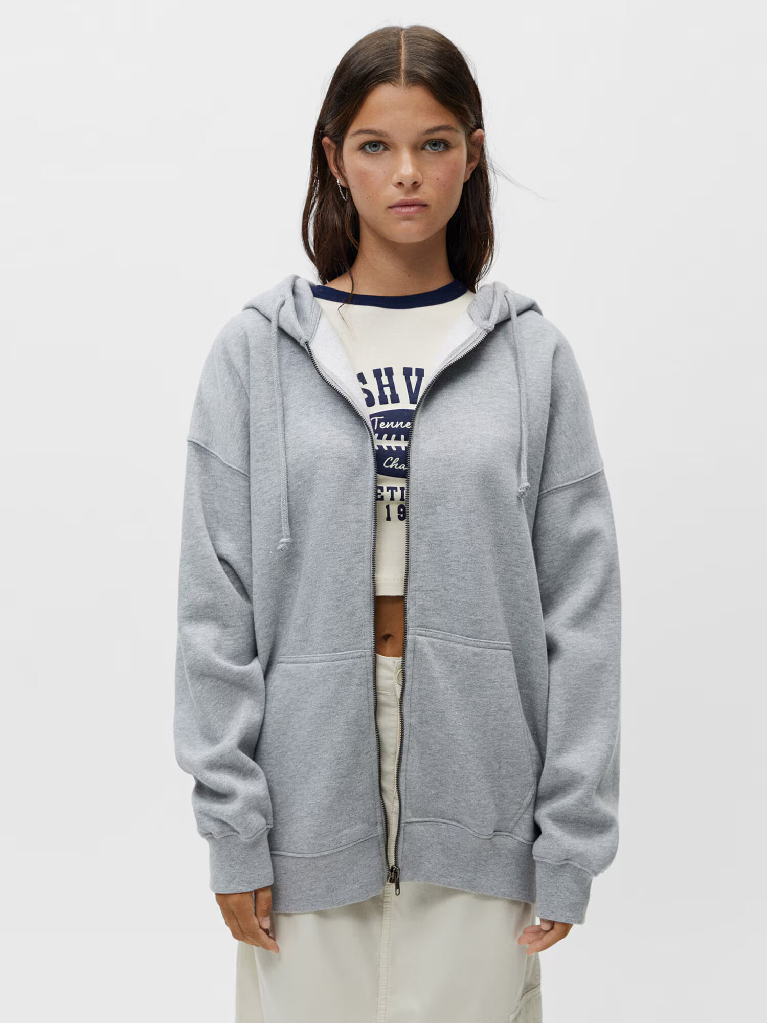 Pull&Bear Hanorac gri deschis - Pled.ro