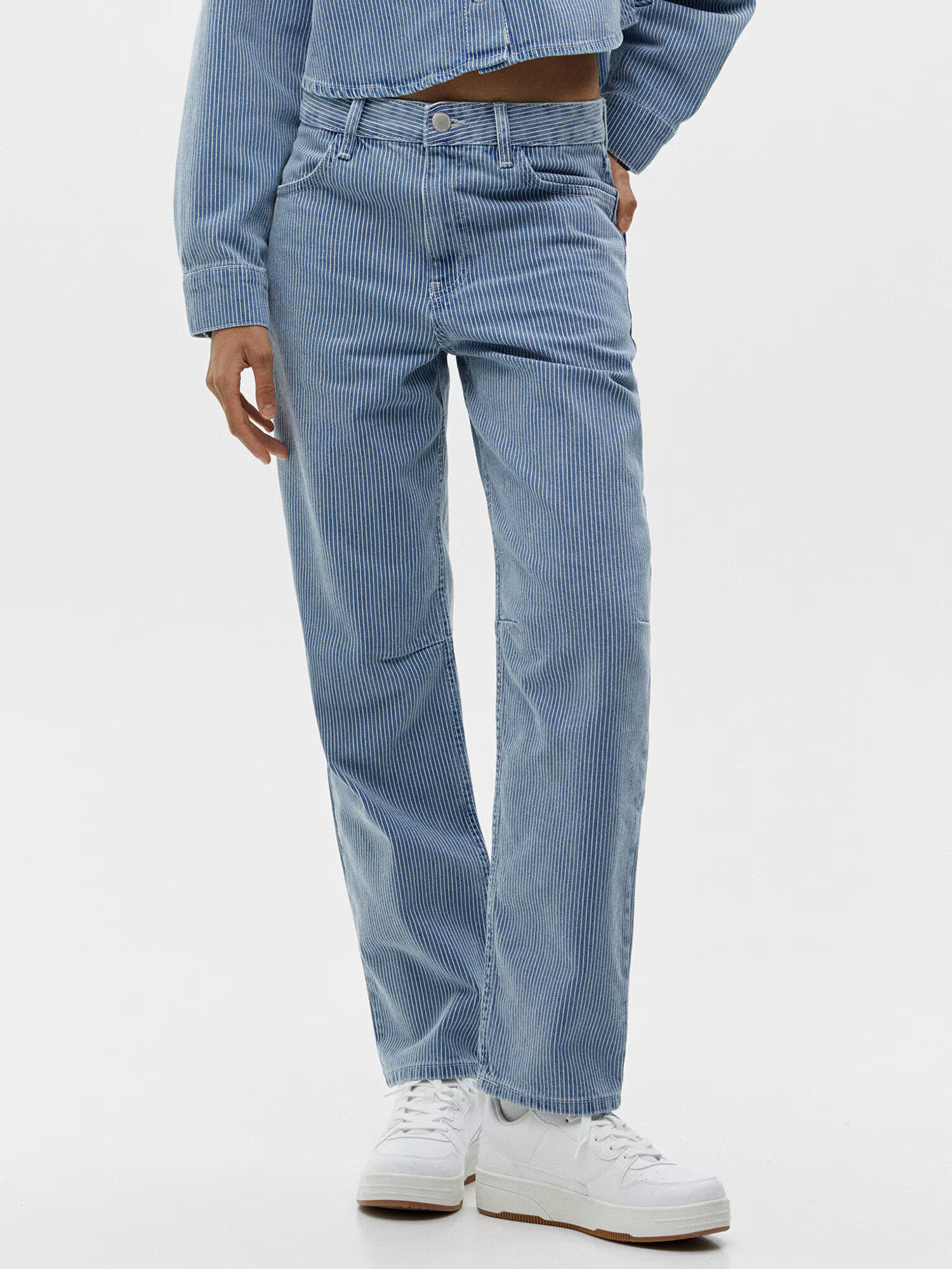 Pull&Bear Jeans albastru denim / alb - Pled.ro