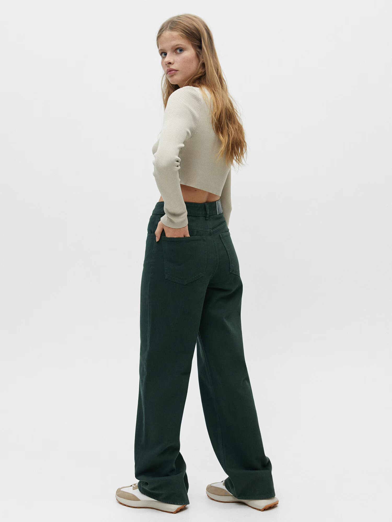 Pull&Bear Jeans verde pin - Pled.ro