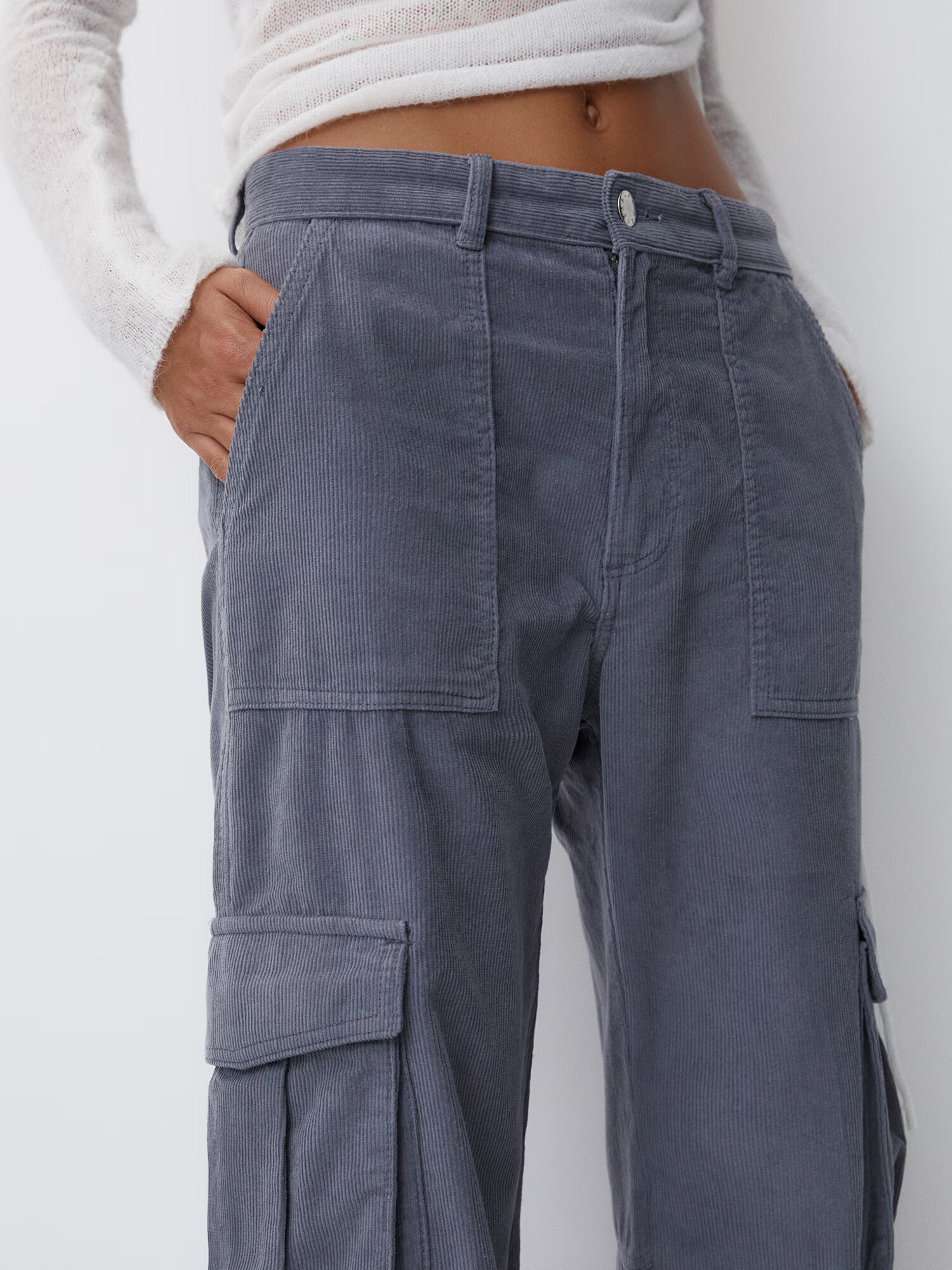 Pull&Bear Pantaloni cu buzunare gri - Pled.ro