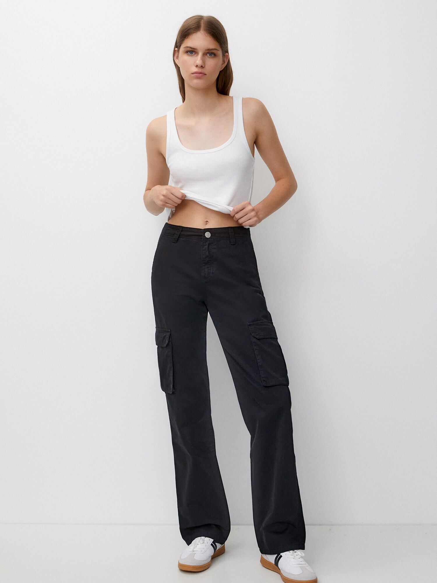 Pull&Bear Pantaloni cu buzunare negru - Pled.ro