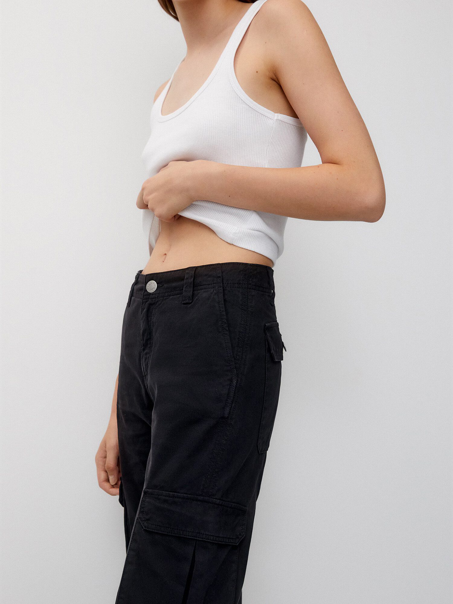 Pull&Bear Pantaloni cu buzunare negru - Pled.ro