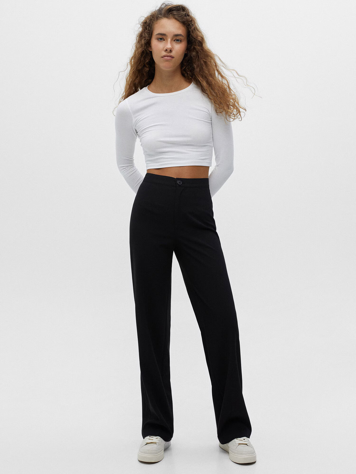 Pull&Bear Pantaloni cu dungă negru - Pled.ro