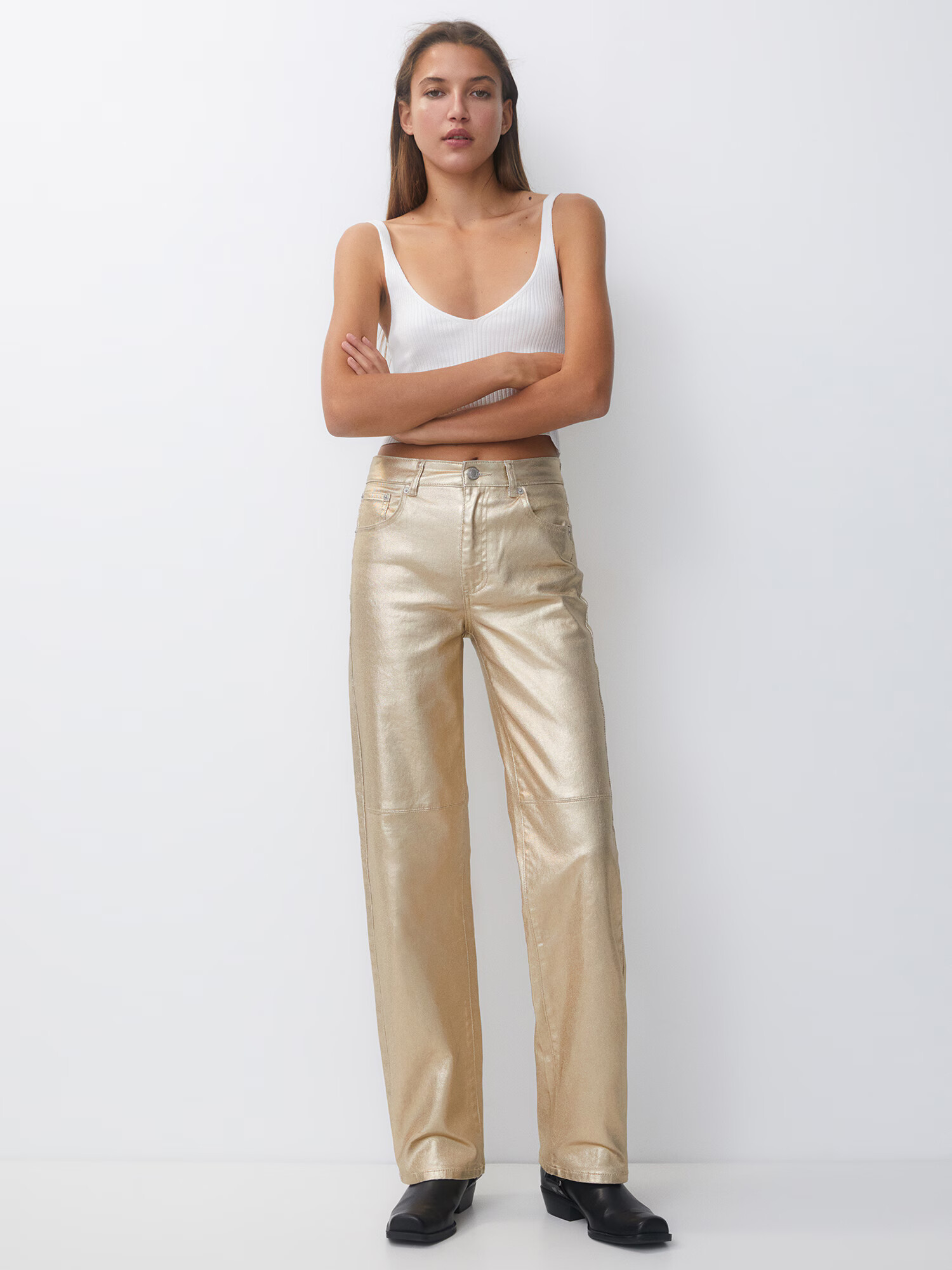 Pull&Bear Pantaloni galben auriu - Pled.ro