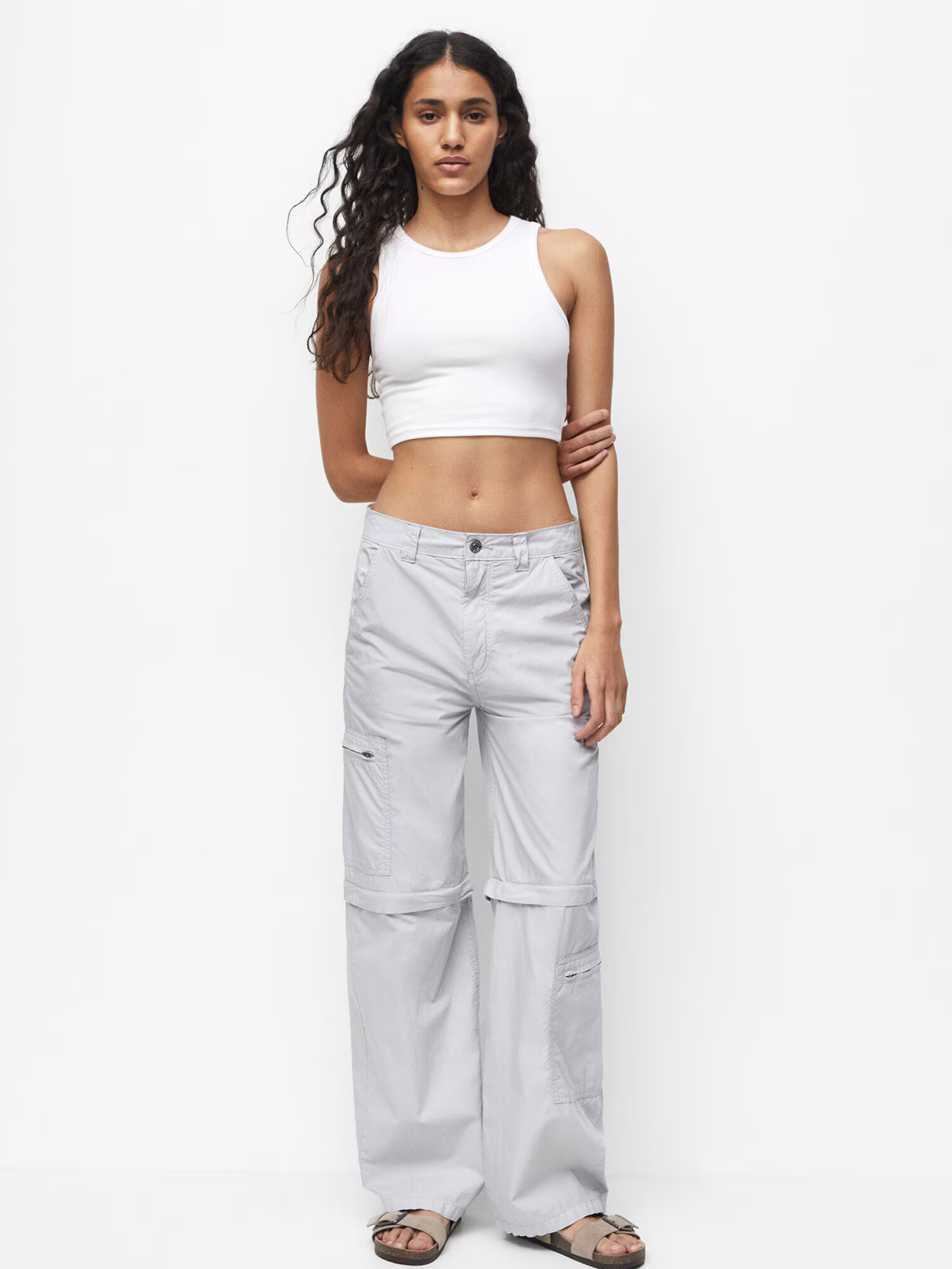 Pull&Bear Pantaloni gri deschis - Pled.ro