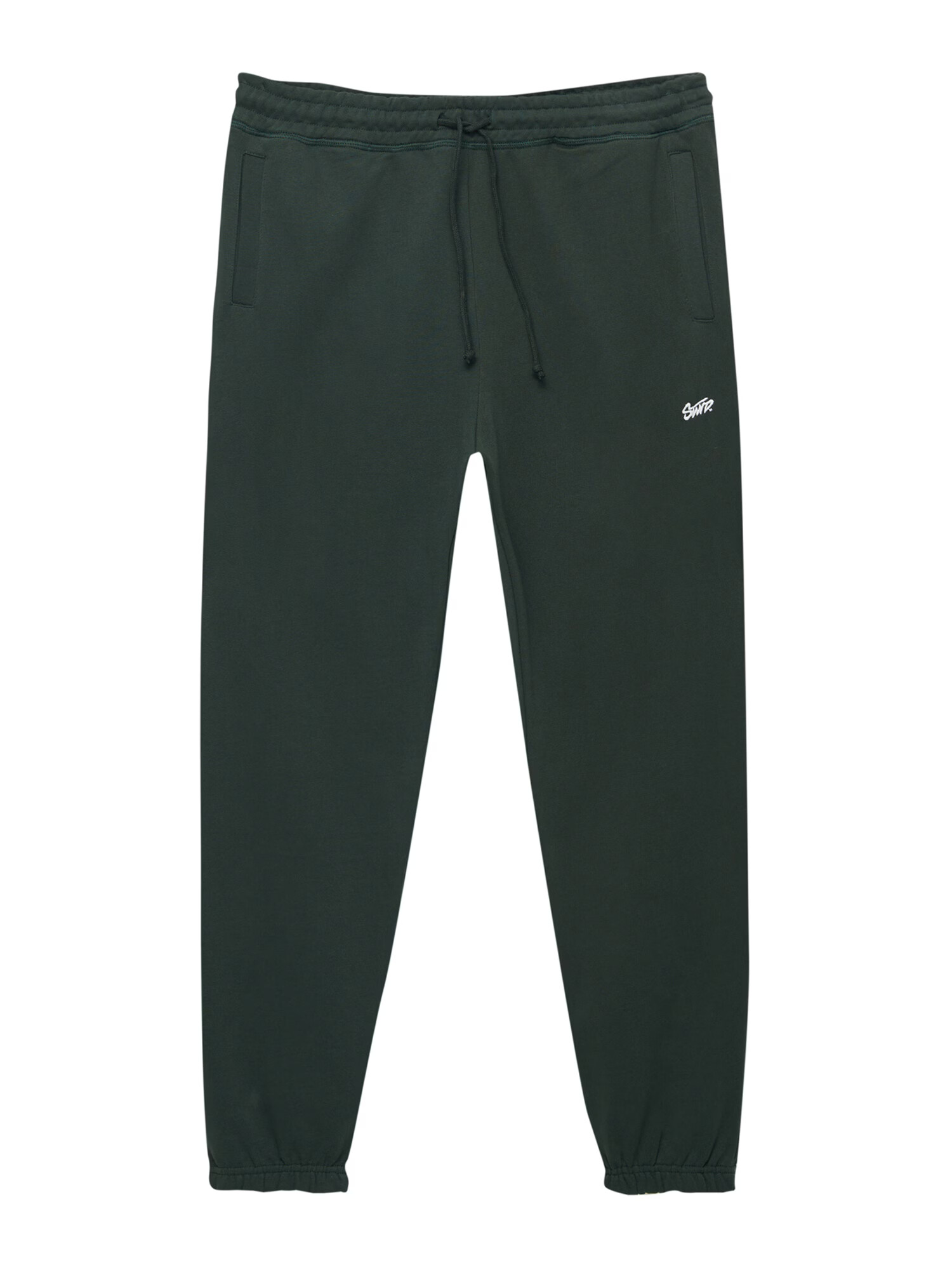 Pull&Bear Pantaloni verde închis / alb - Pled.ro