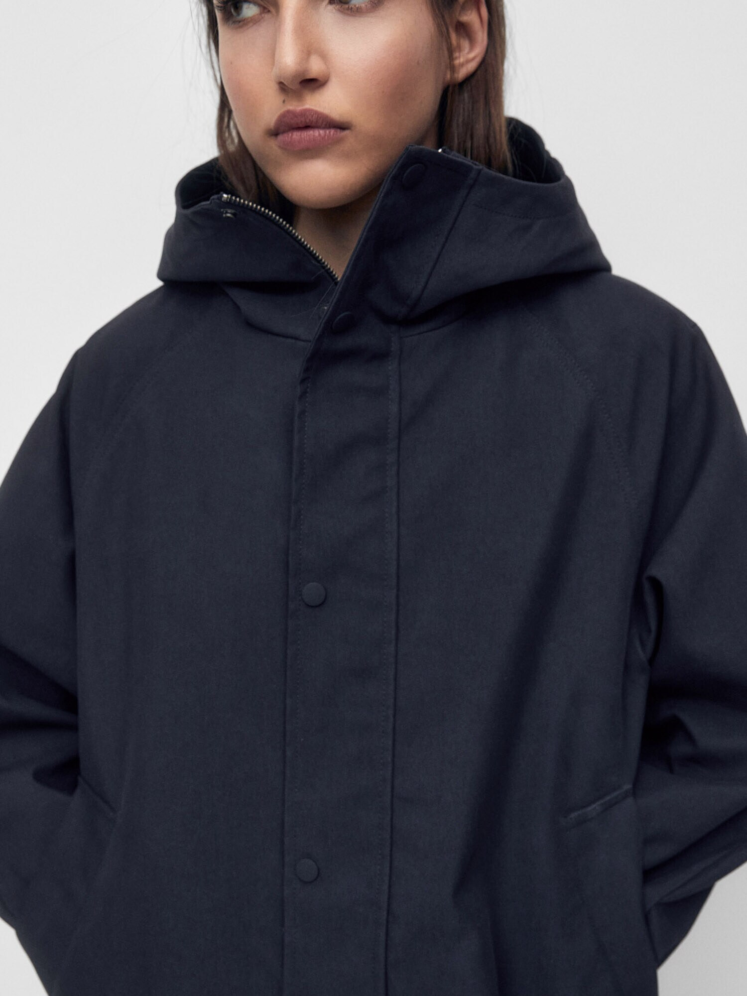 Pull&Bear Parka de primăvară-toamnă bleumarin - Pled.ro