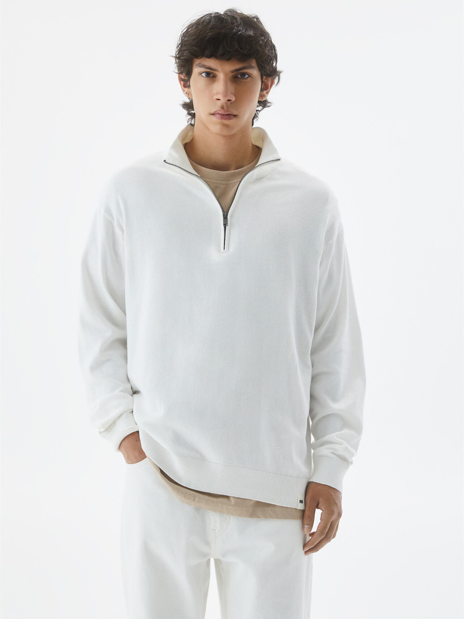 Pull&Bear Pulover alb - Pled.ro