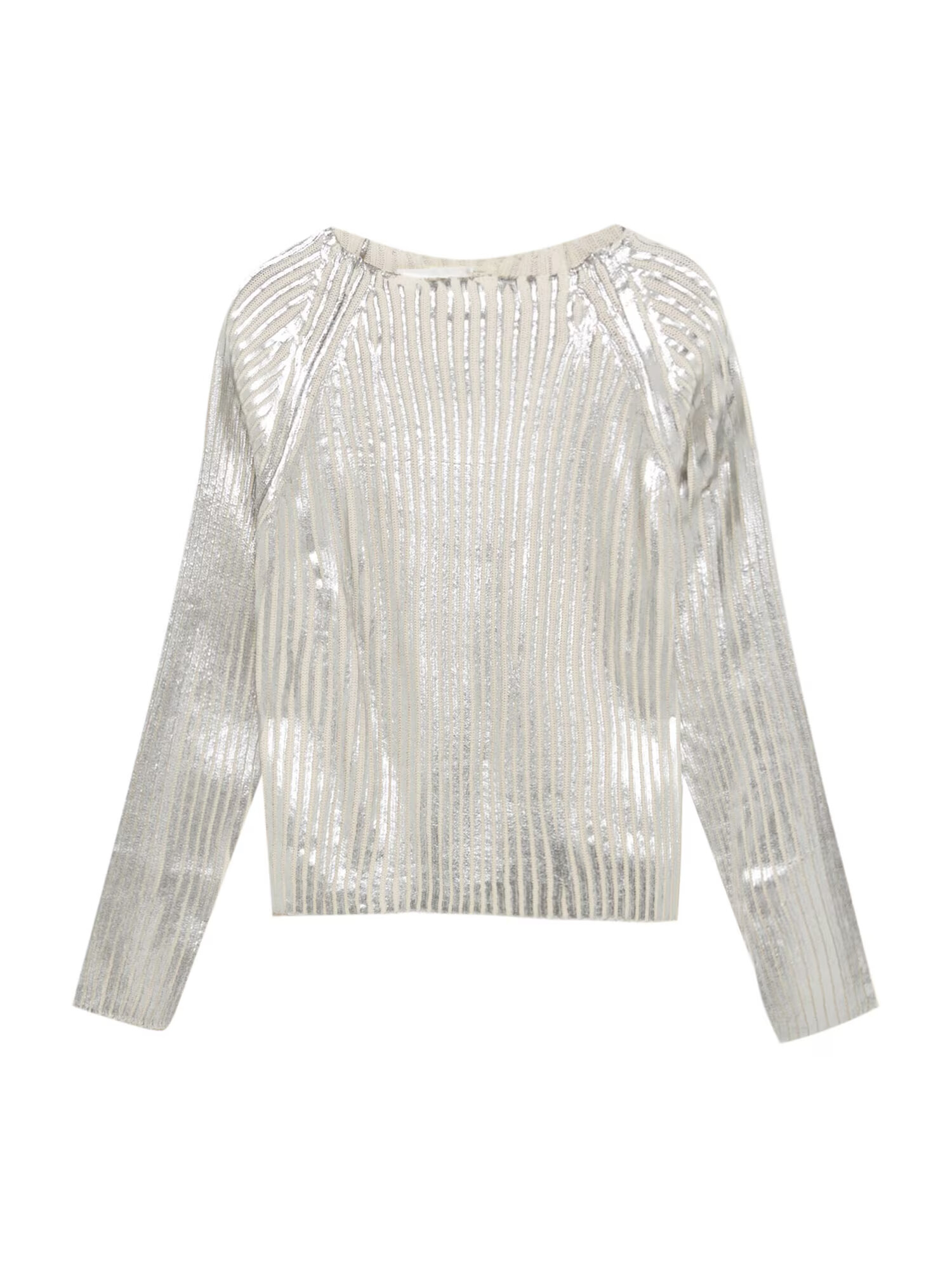 Pull&Bear Pulover argintiu / alb natural - Pled.ro