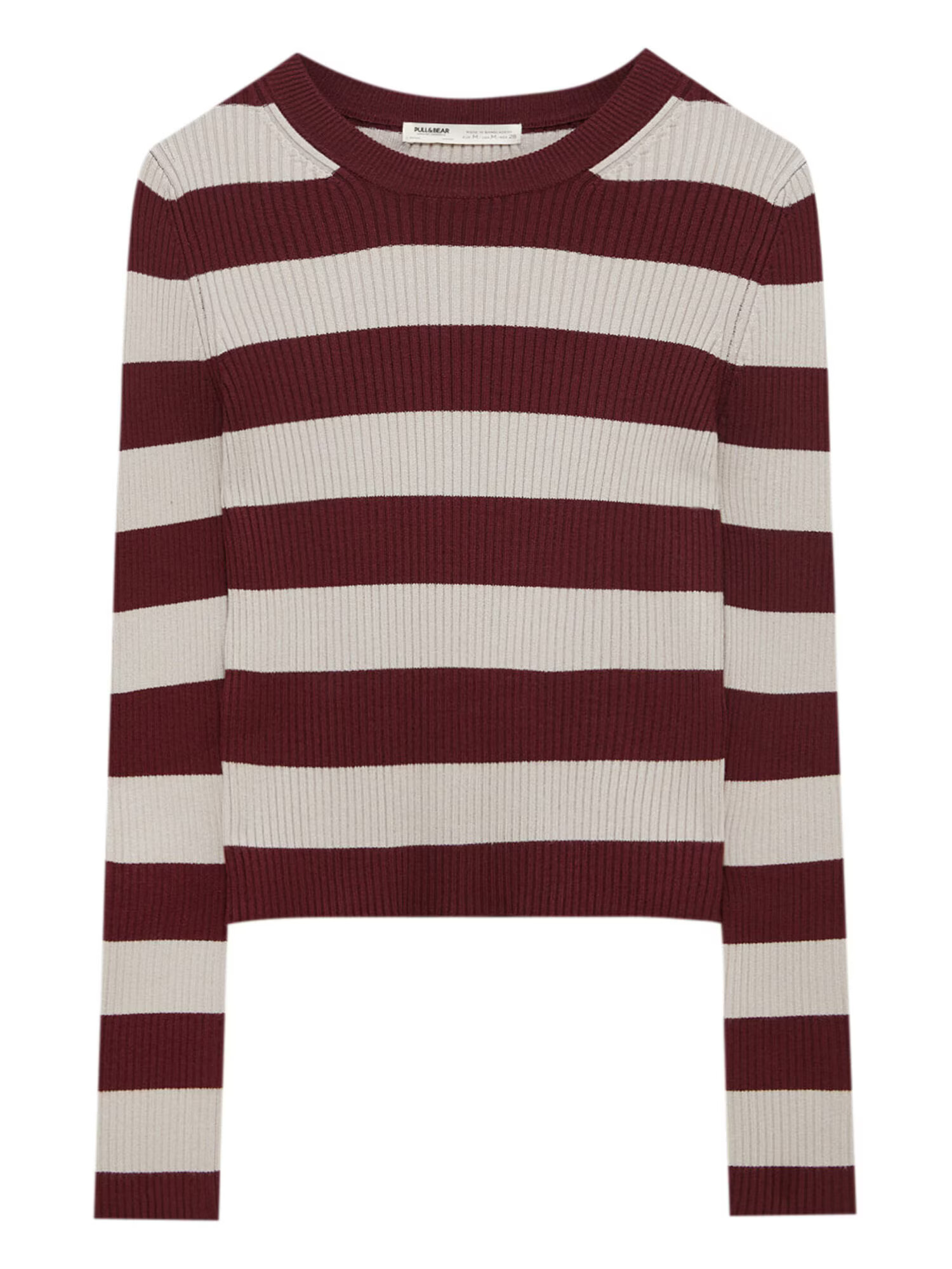 Pull&Bear Pulover bej / roșu burgundy - Pled.ro