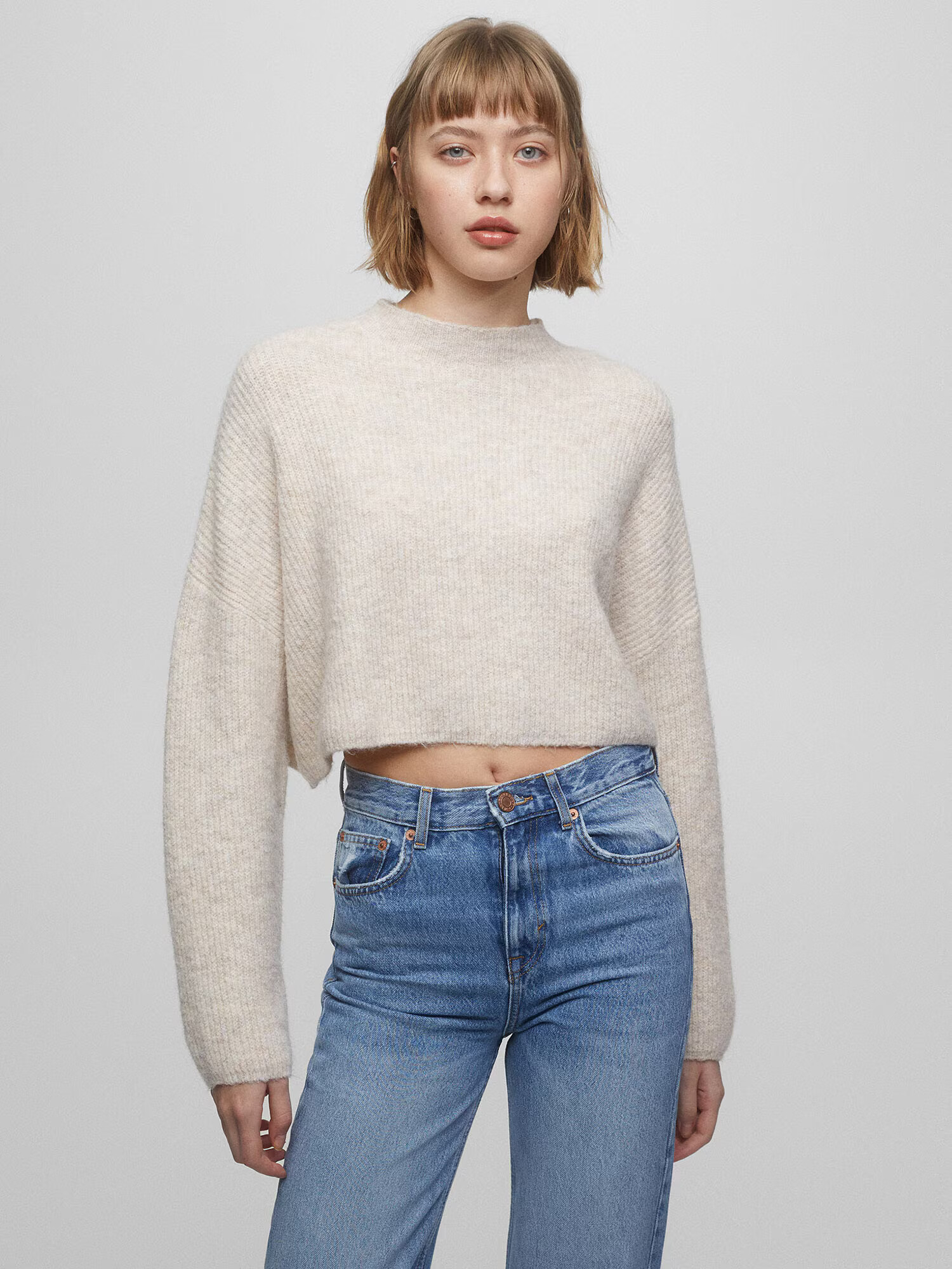 Pull&Bear Pulover ecru - Pled.ro