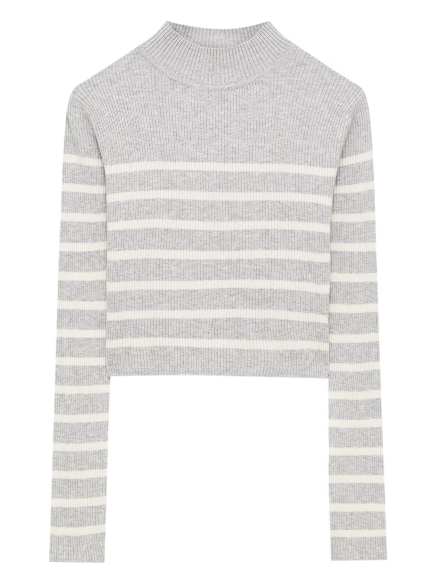 Pull&Bear Pulover gri / alb - Pled.ro