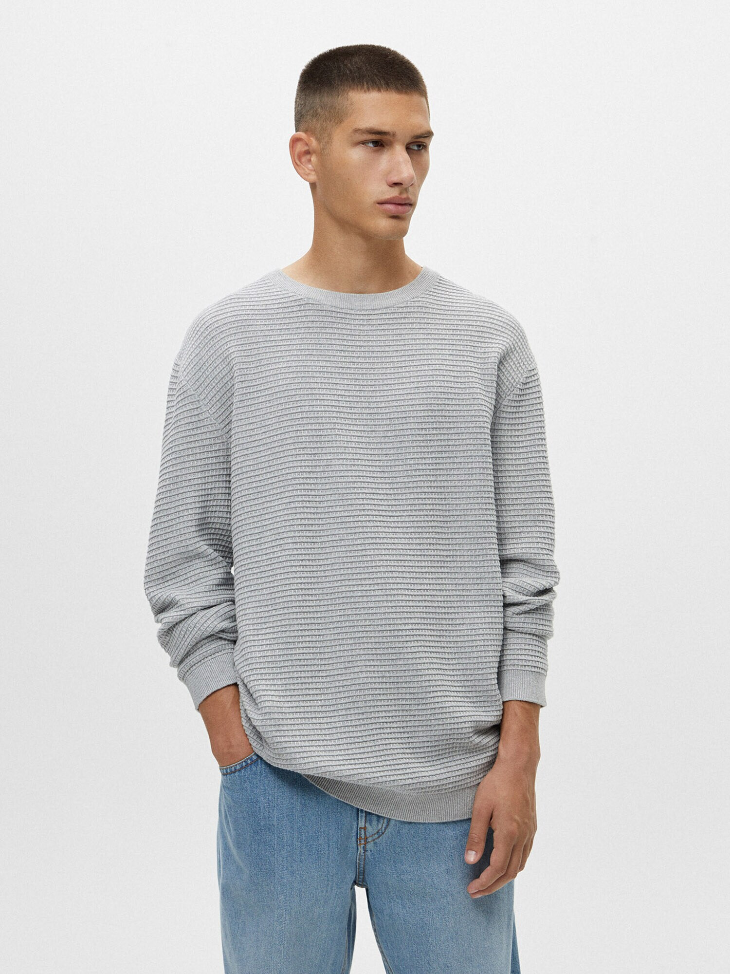 Pull&Bear Pulover gri deschis - Pled.ro