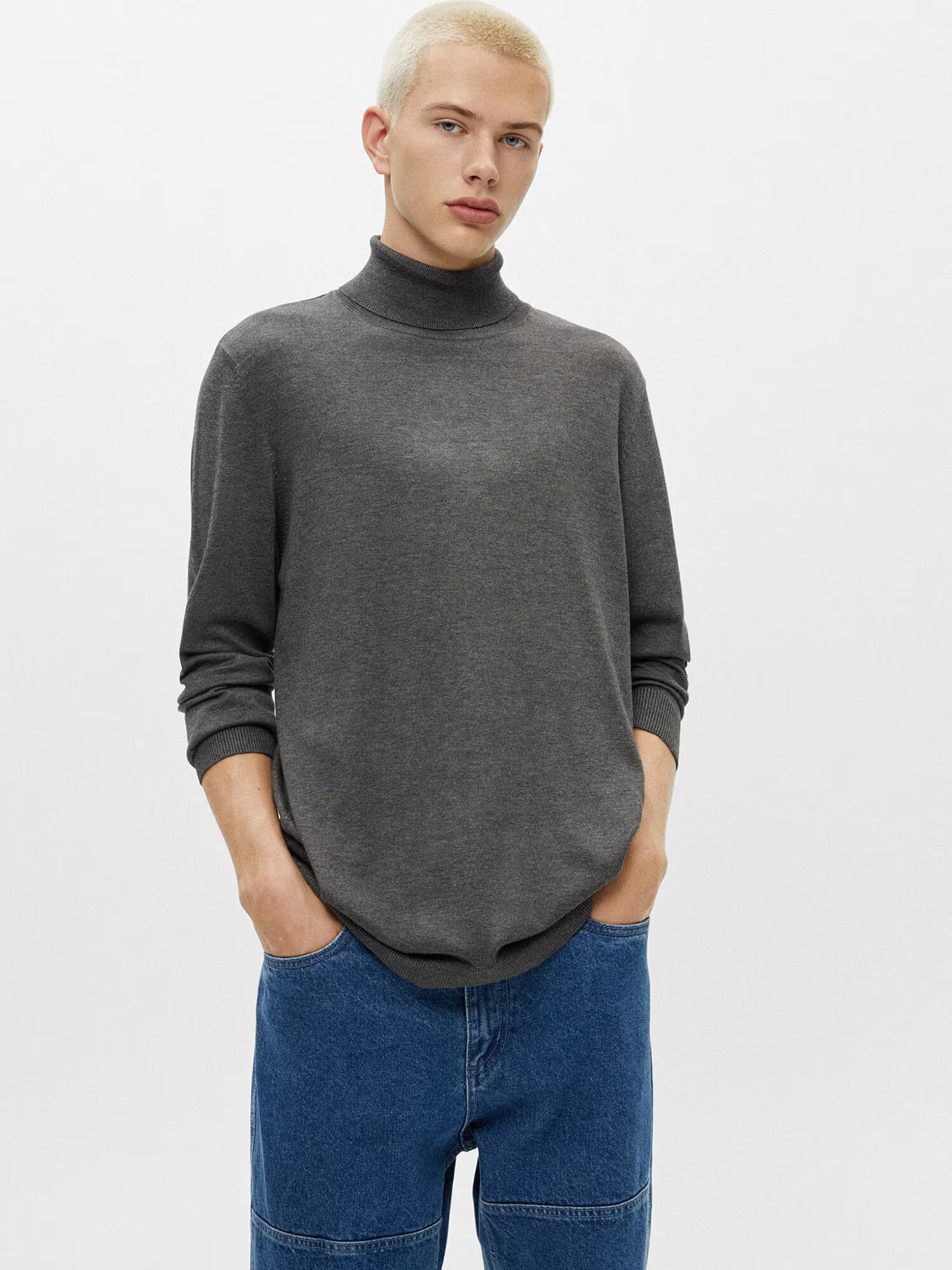 Pull&Bear Pulover gri închis - Pled.ro