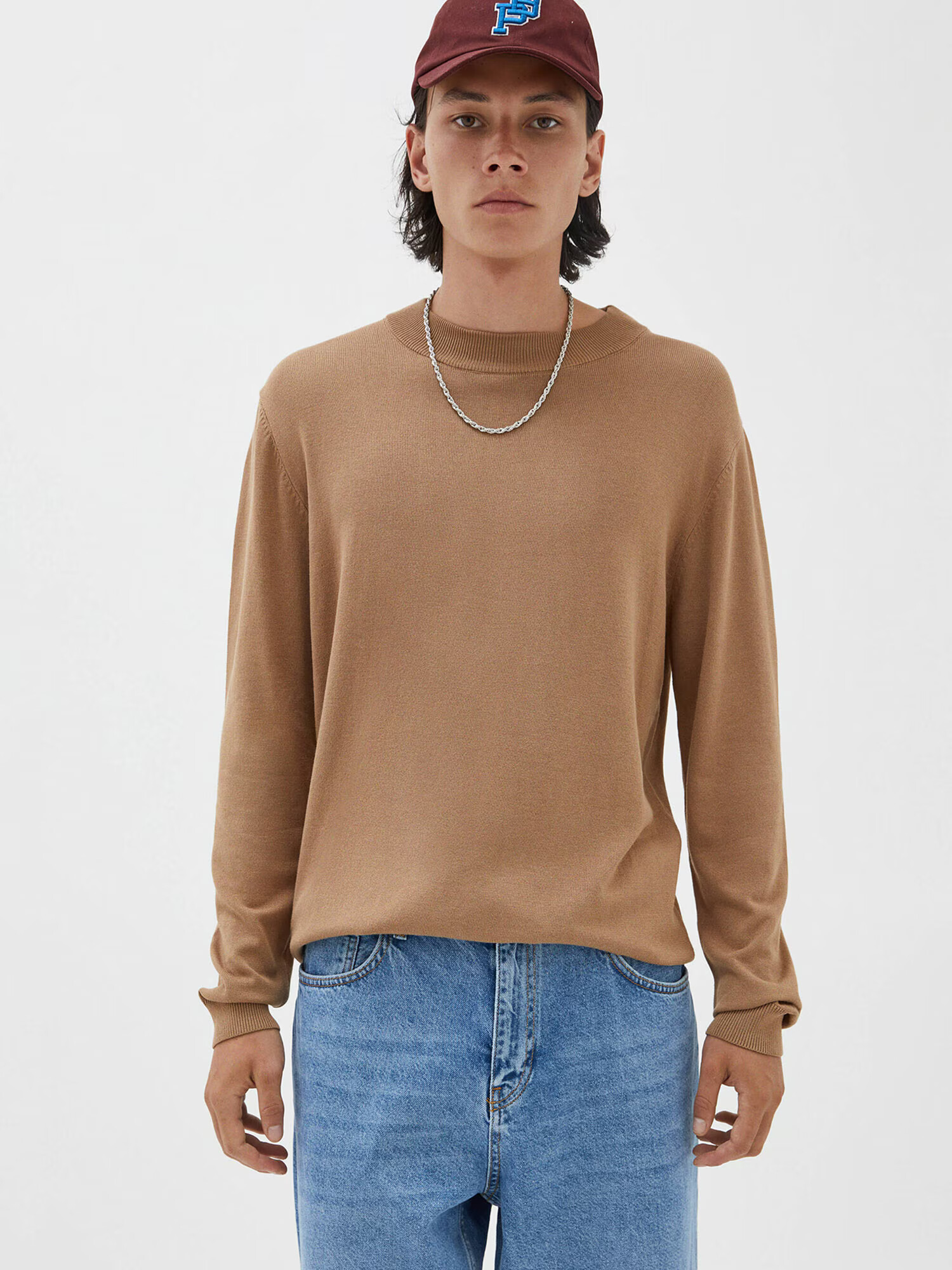 Pull&Bear Pulover maro mokka - Pled.ro