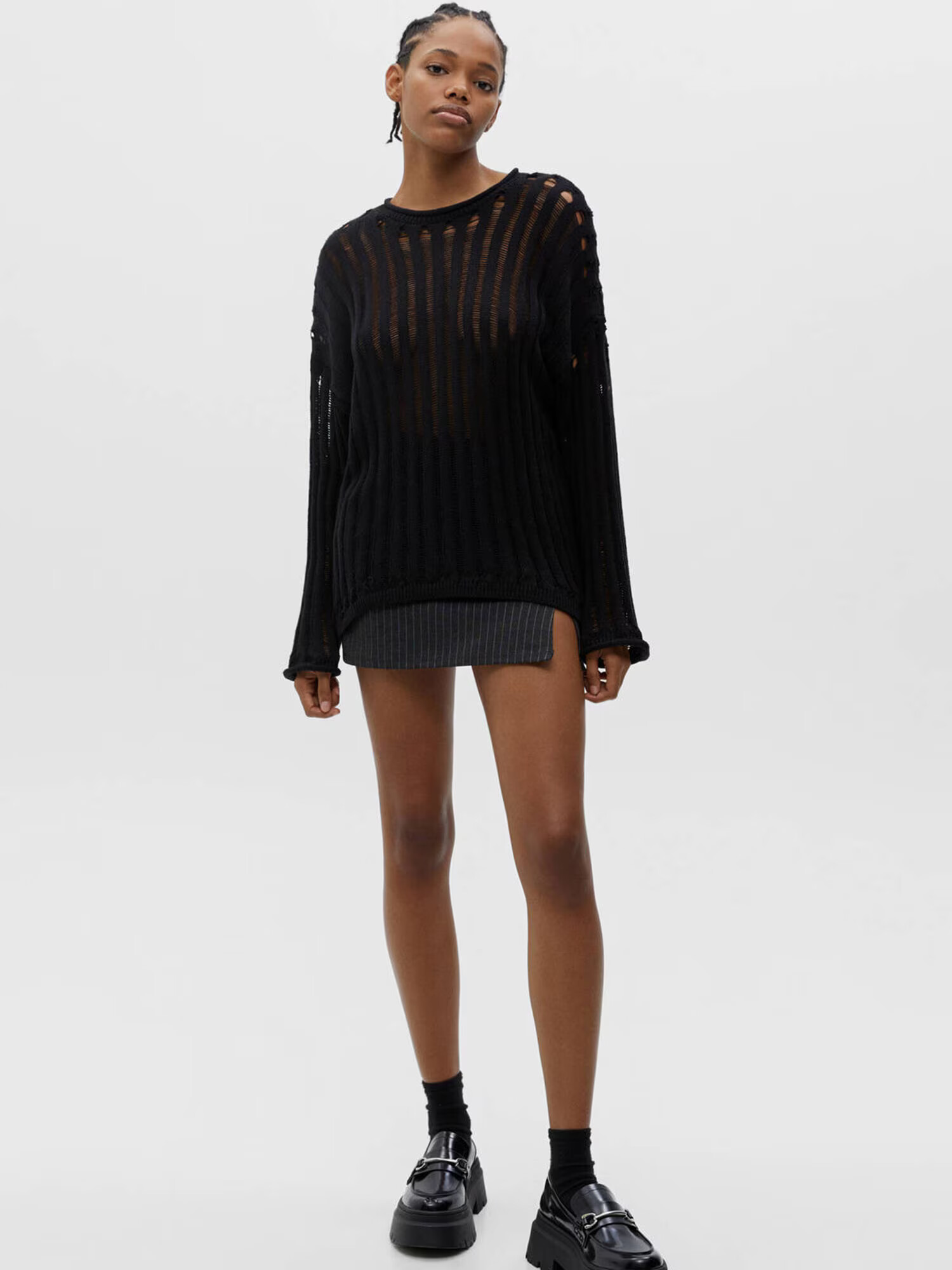 Pull&Bear Pulover negru - Pled.ro