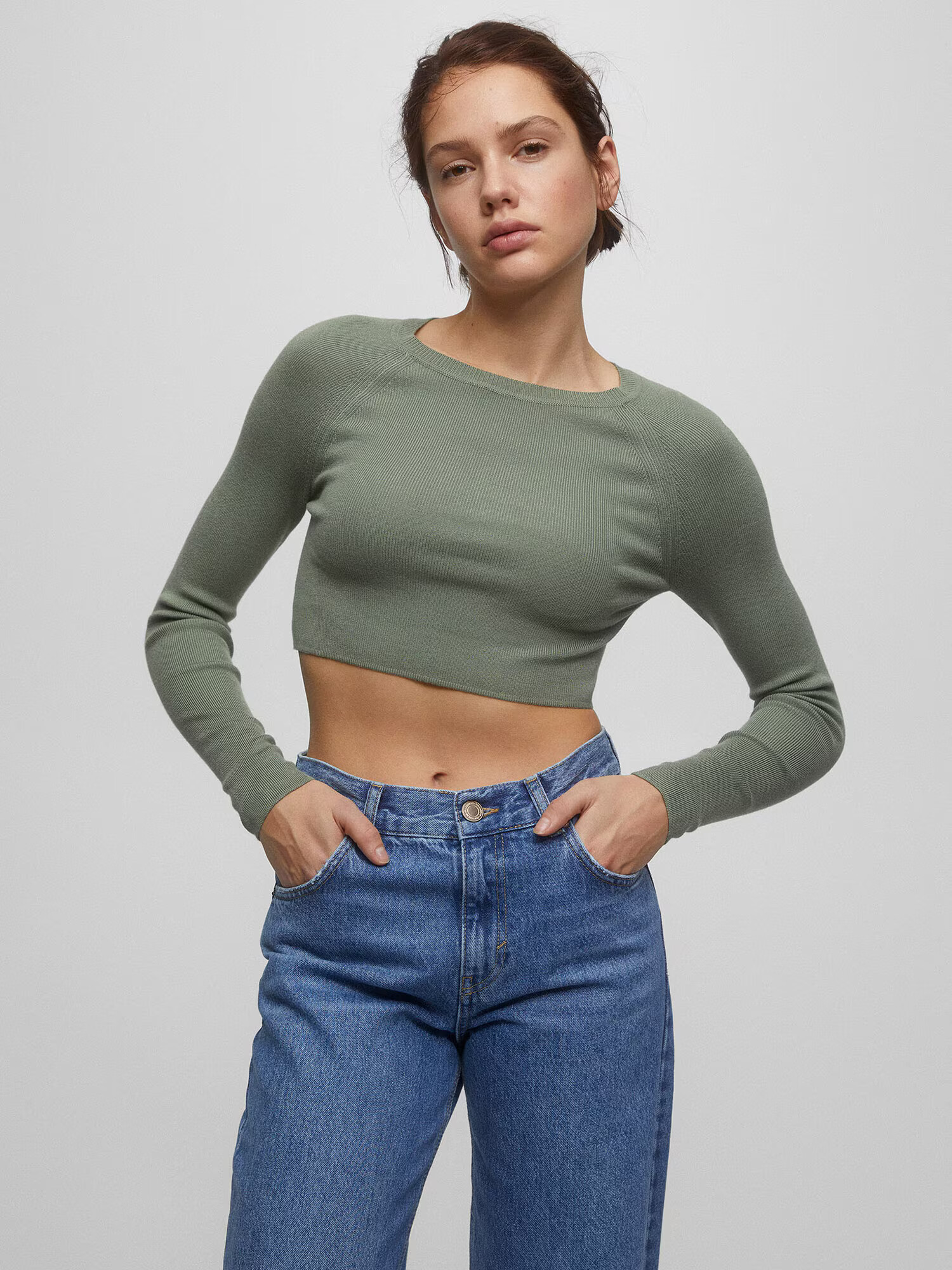 Pull&Bear Pulover verde kiwi - Pled.ro