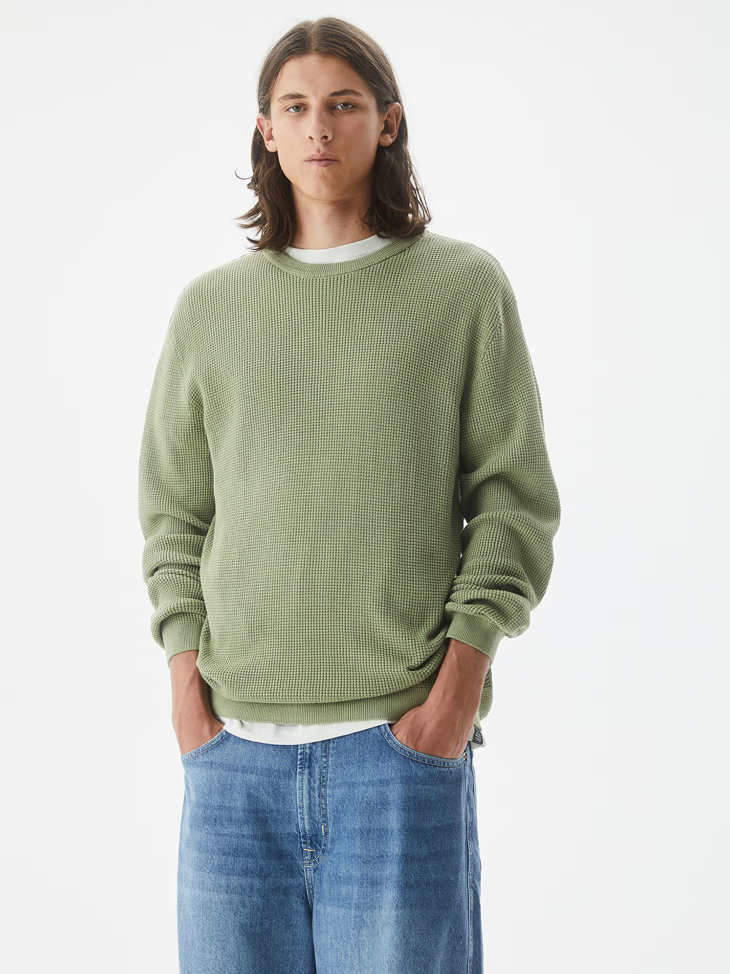 Pull&Bear Pulover verde măr - Pled.ro