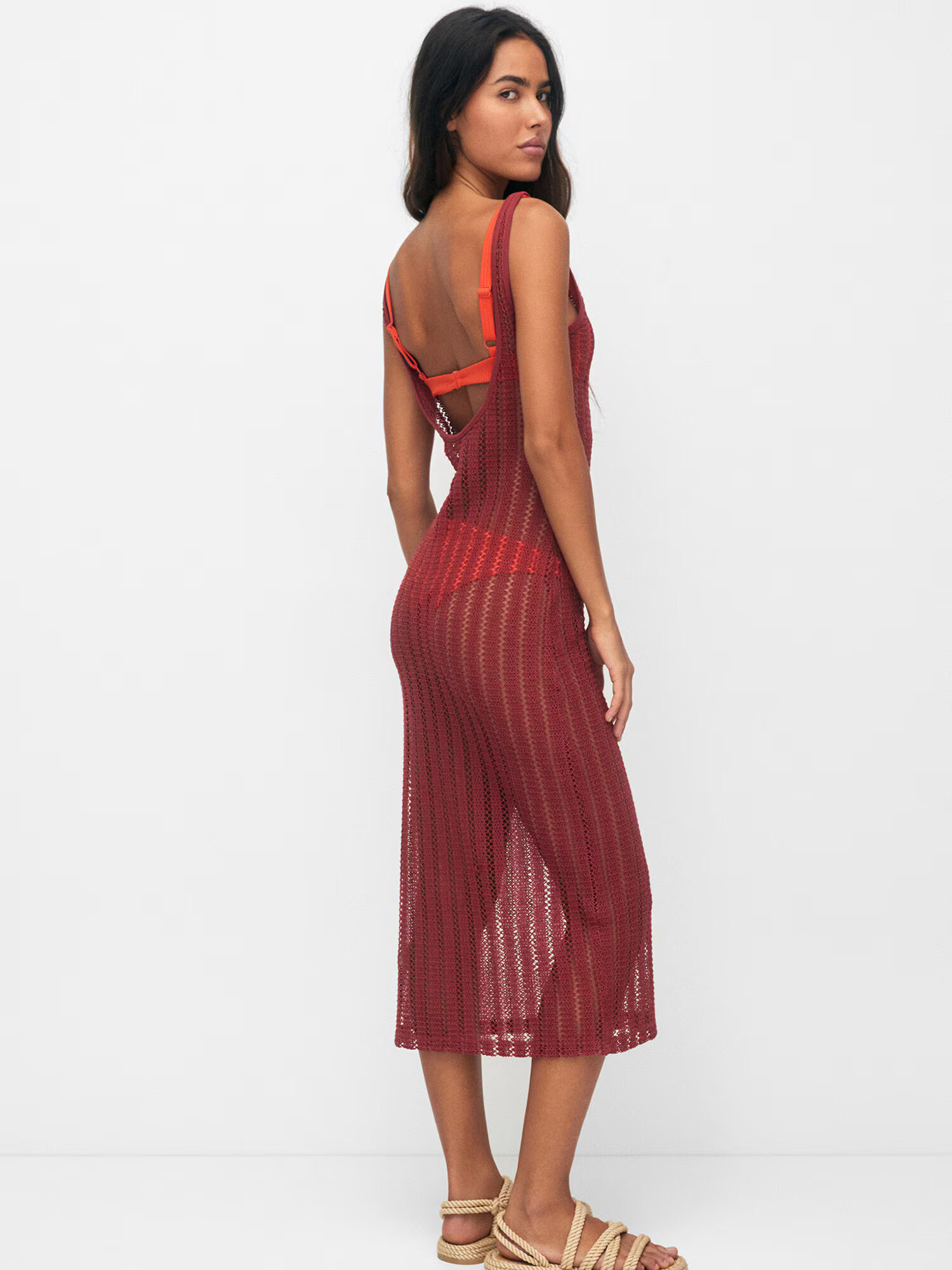 Pull&Bear Rochie de plaja roșu burgundy - Pled.ro