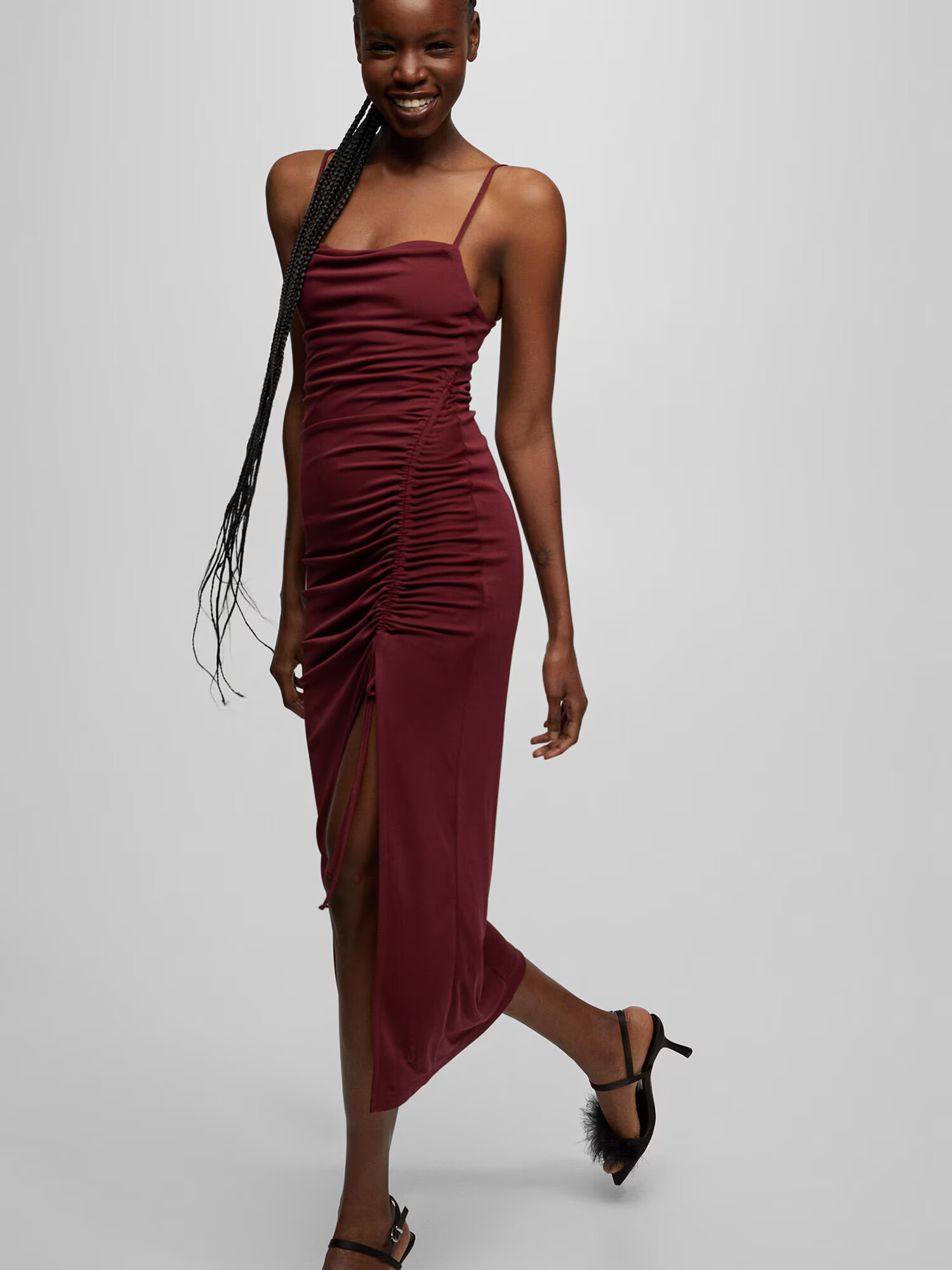 Pull&Bear Rochie de seară roșu burgundy - Pled.ro