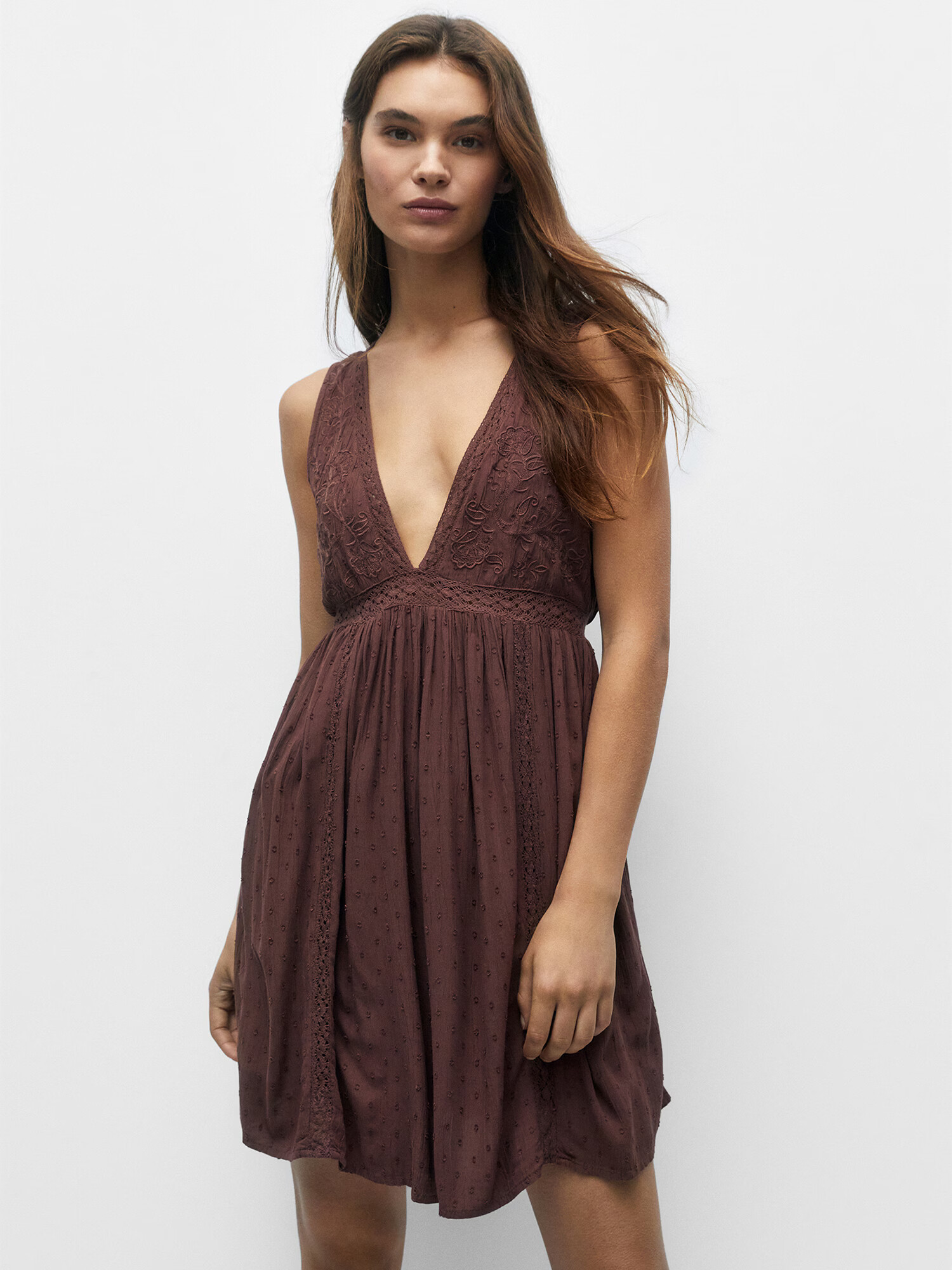 Pull&Bear Rochie de vară maro - Pled.ro