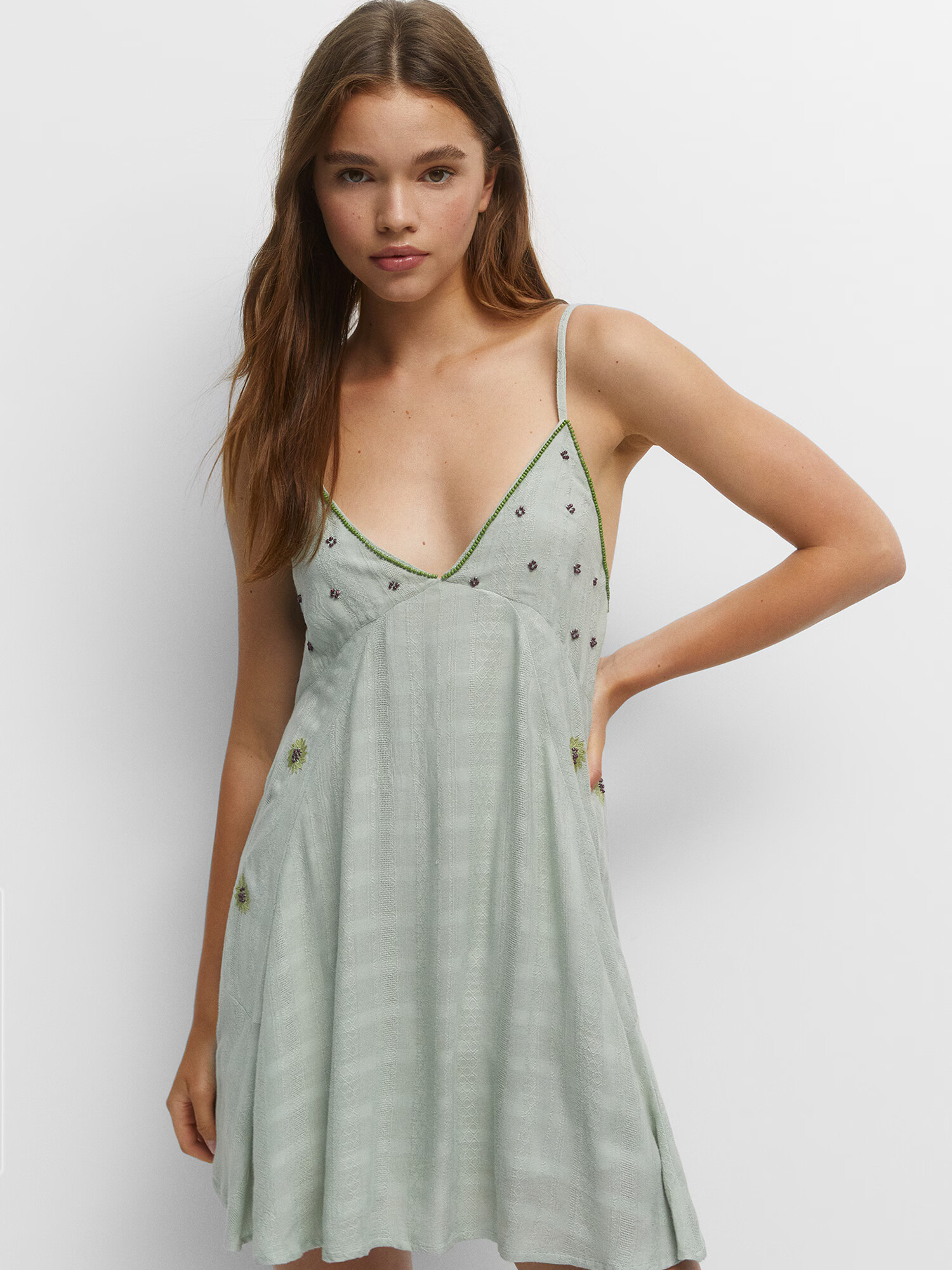 Pull&Bear Rochie de vară verde stuf / verde jad / negru - Pled.ro