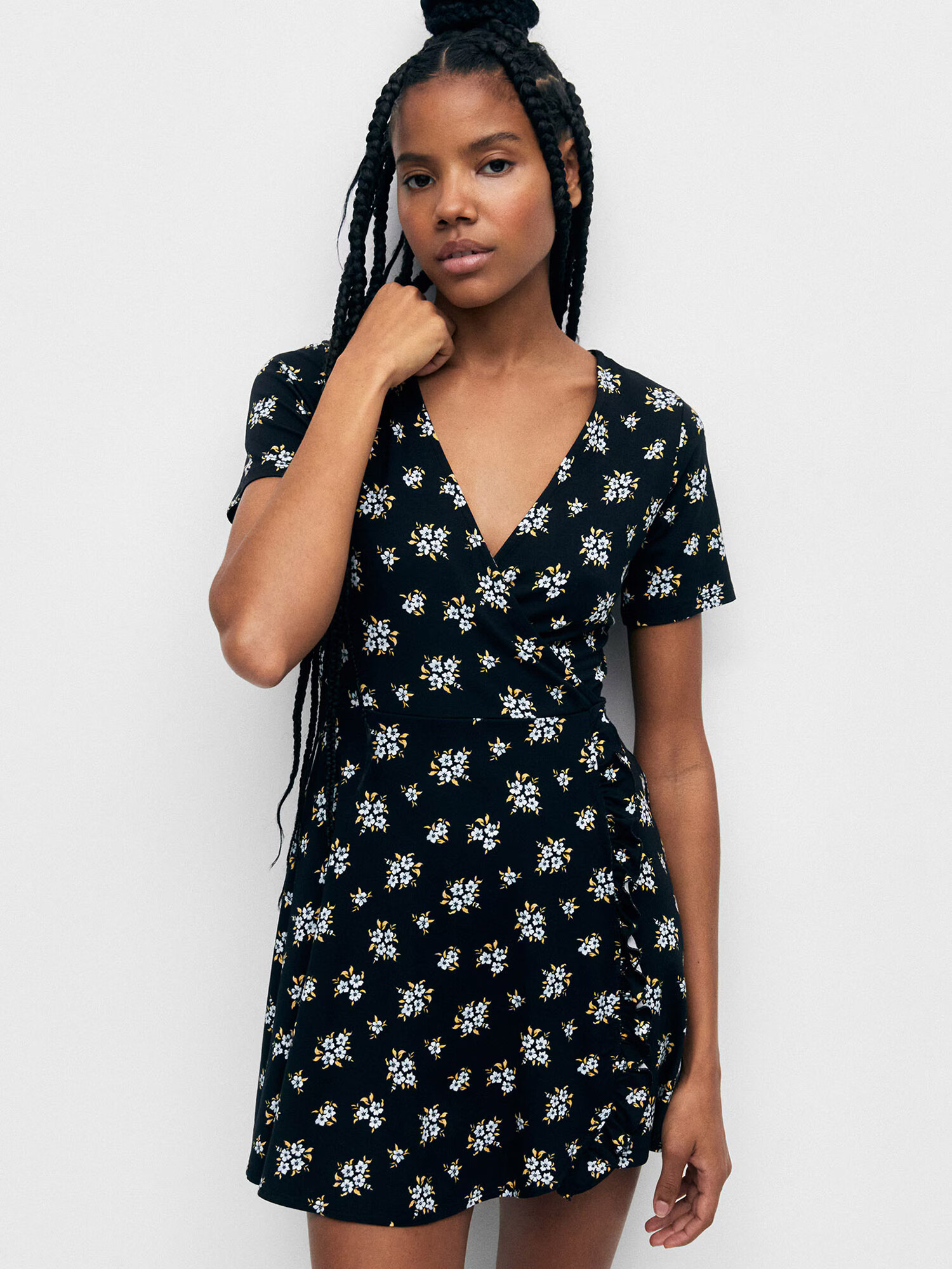 Pull&Bear Rochie albastru deschis / galben deschis / negru / alb - Pled.ro