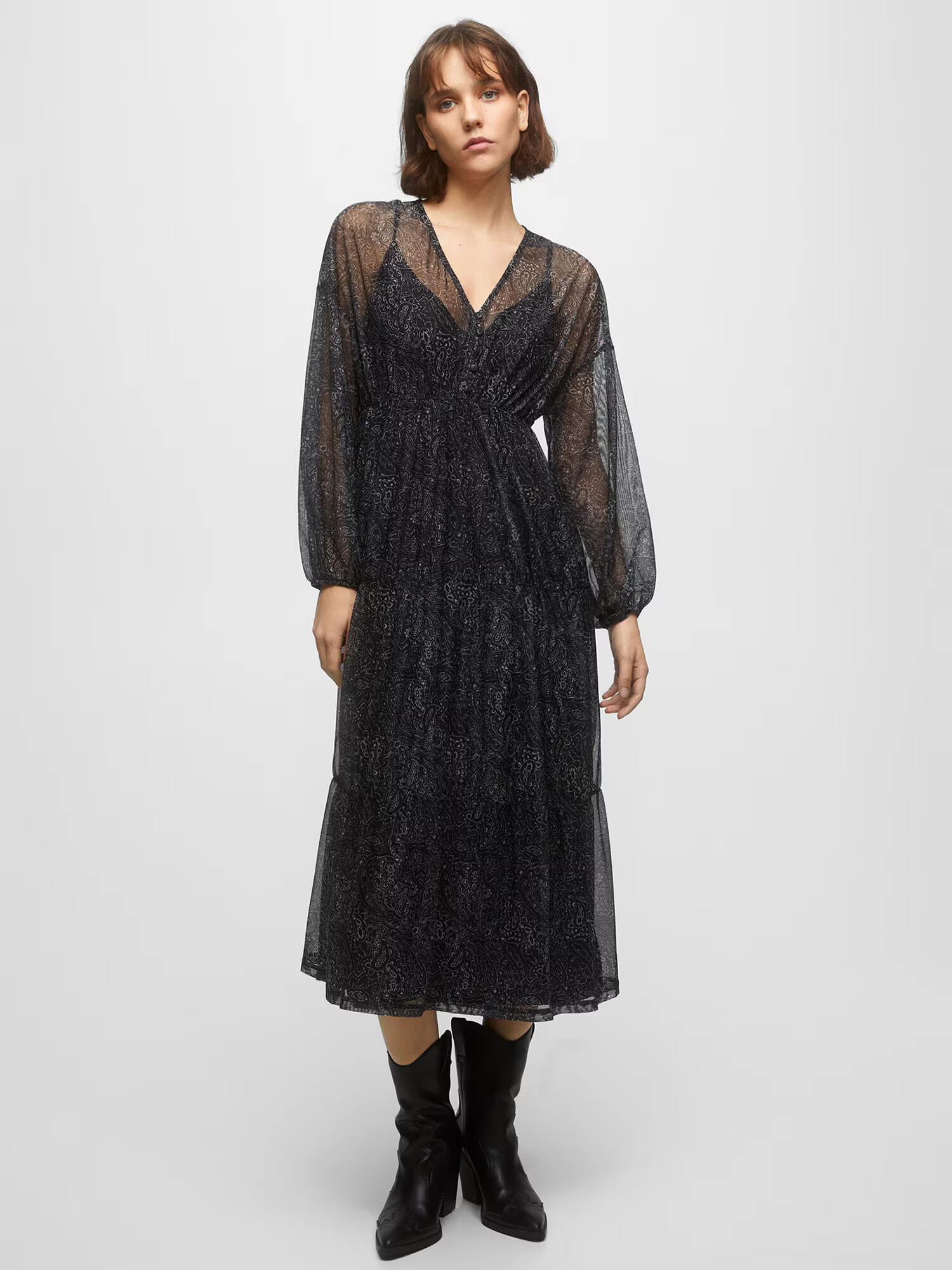 Pull&Bear Rochie negru / alb - Pled.ro