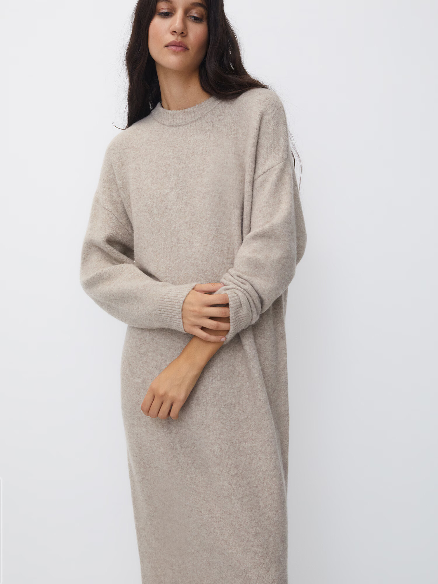 Pull&Bear Rochie tricotat bej - Pled.ro