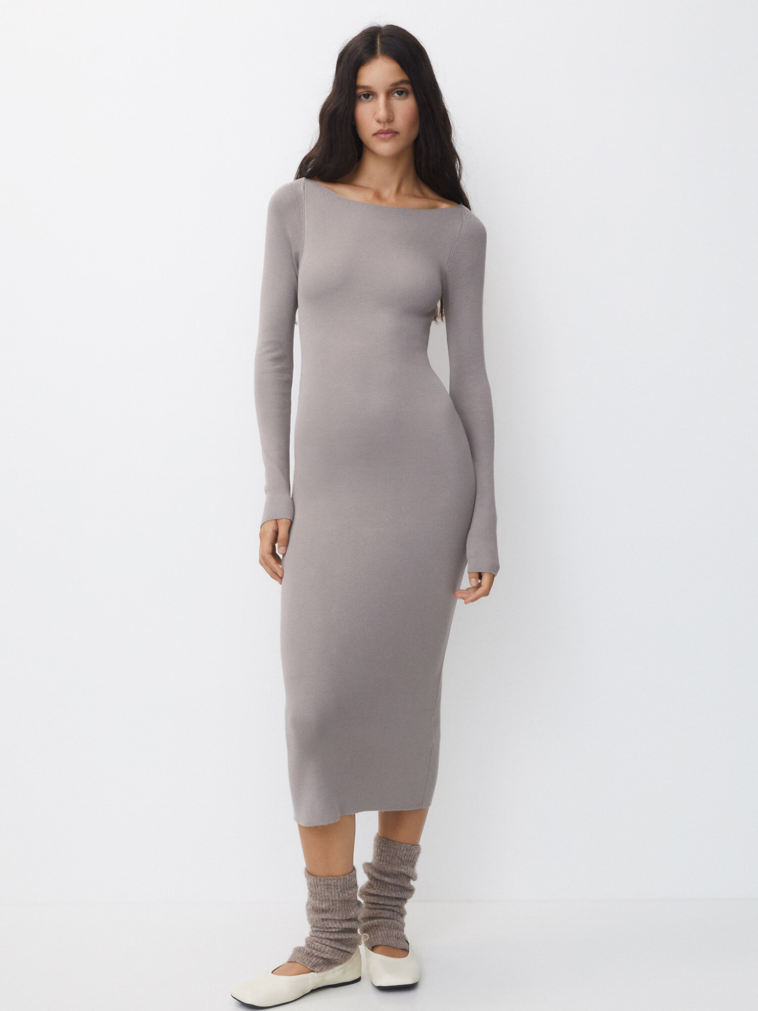 Pull&Bear Rochie tricotat gri fumuriu - Pled.ro