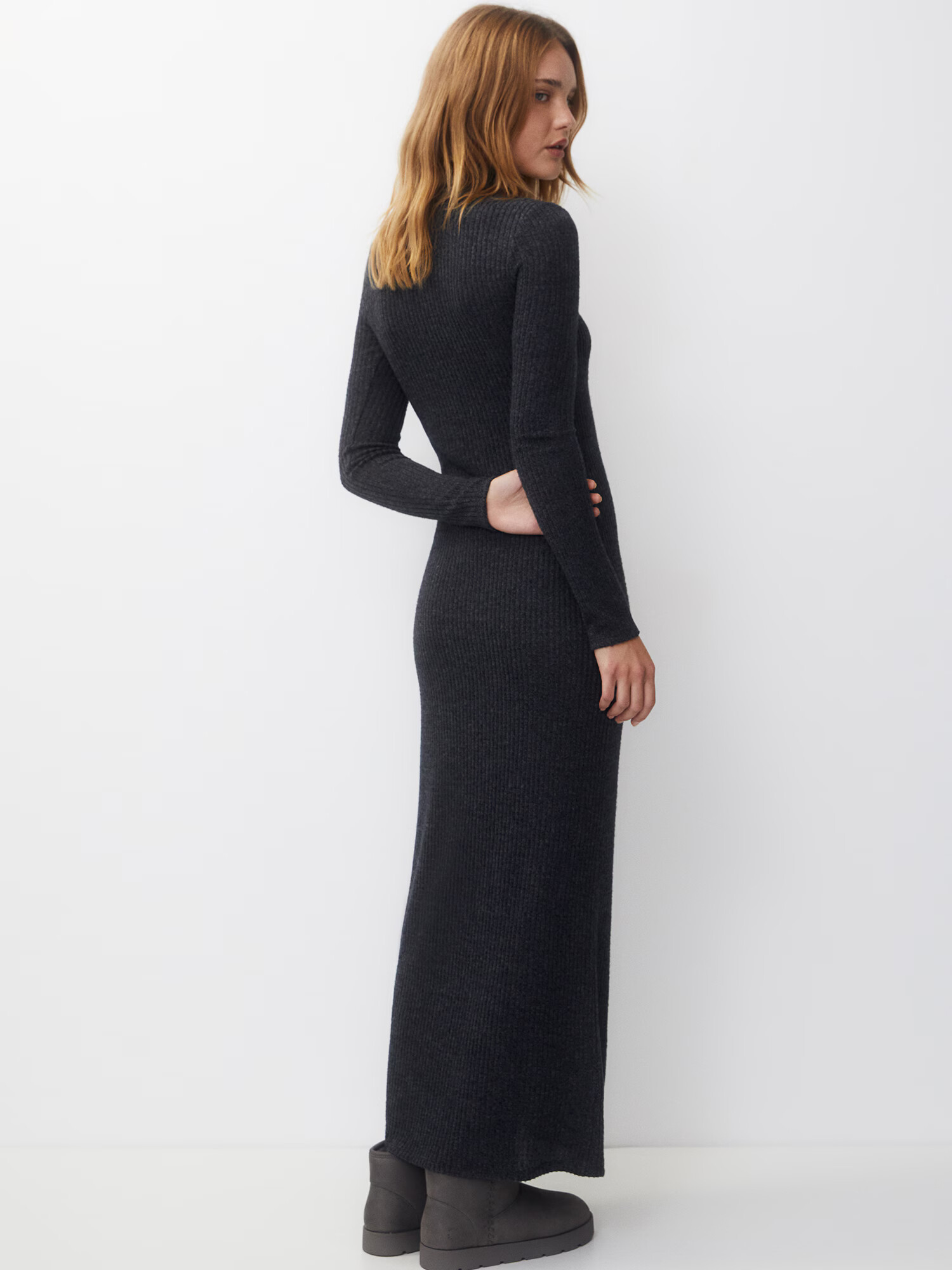 Pull&Bear Rochie tricotat gri metalic - Pled.ro