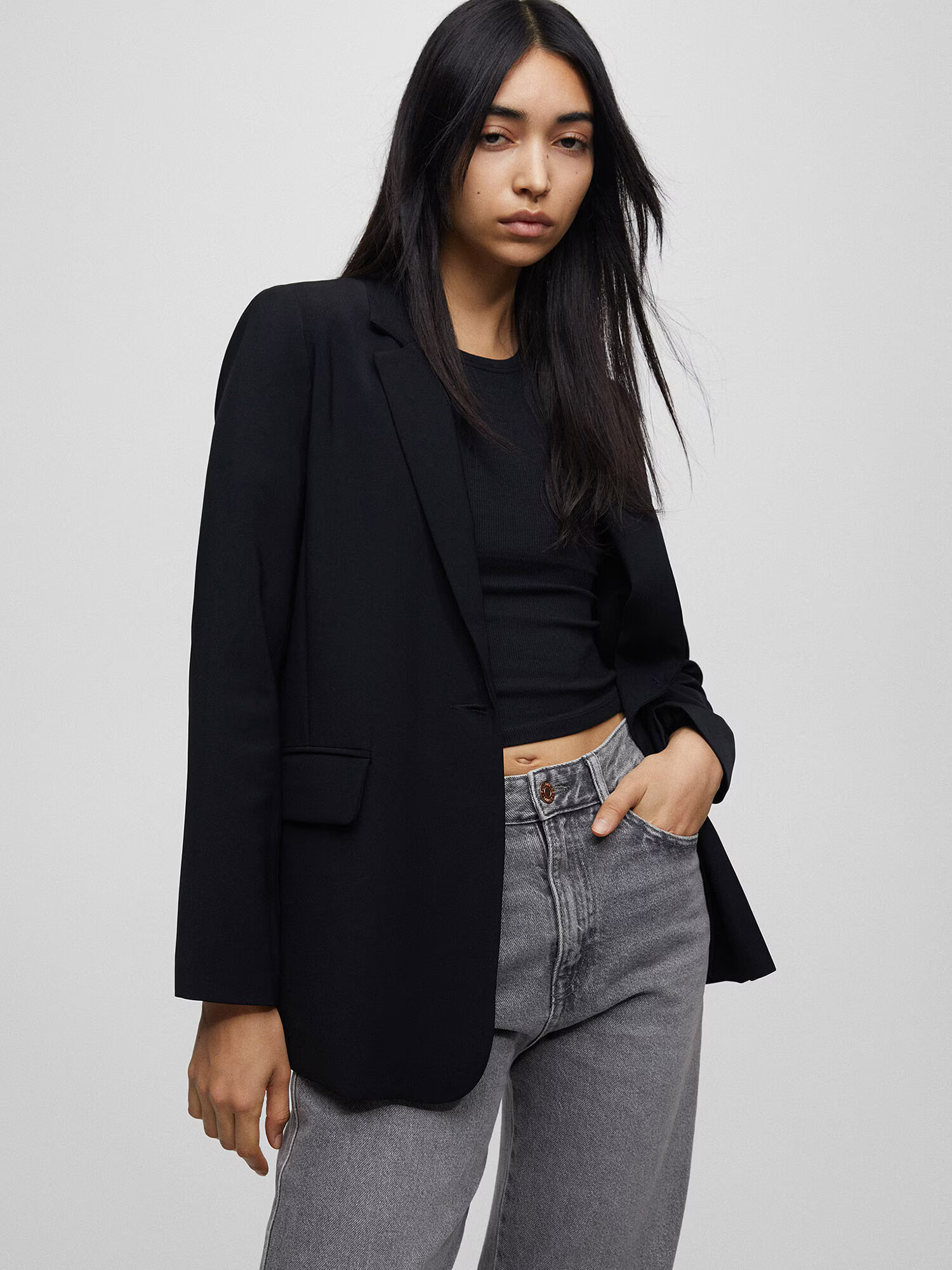 Pull&Bear Sacou negru - Pled.ro