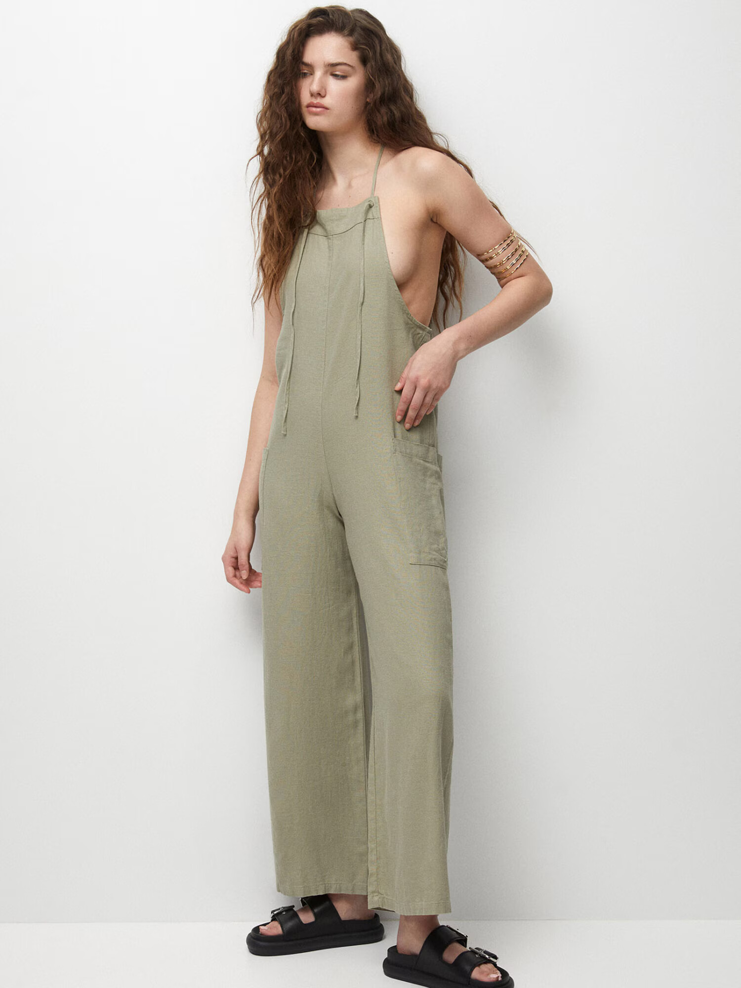 Pull&Bear Salopeta kaki - Pled.ro