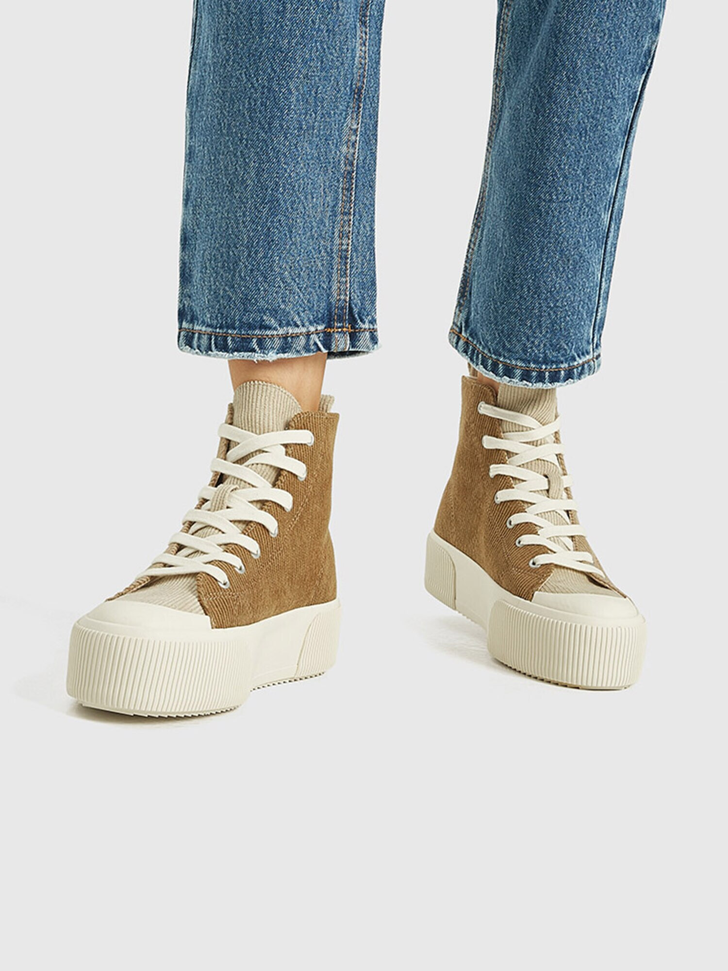 Pull&Bear Sneaker înalt bej / bej închis / oliv - Pled.ro