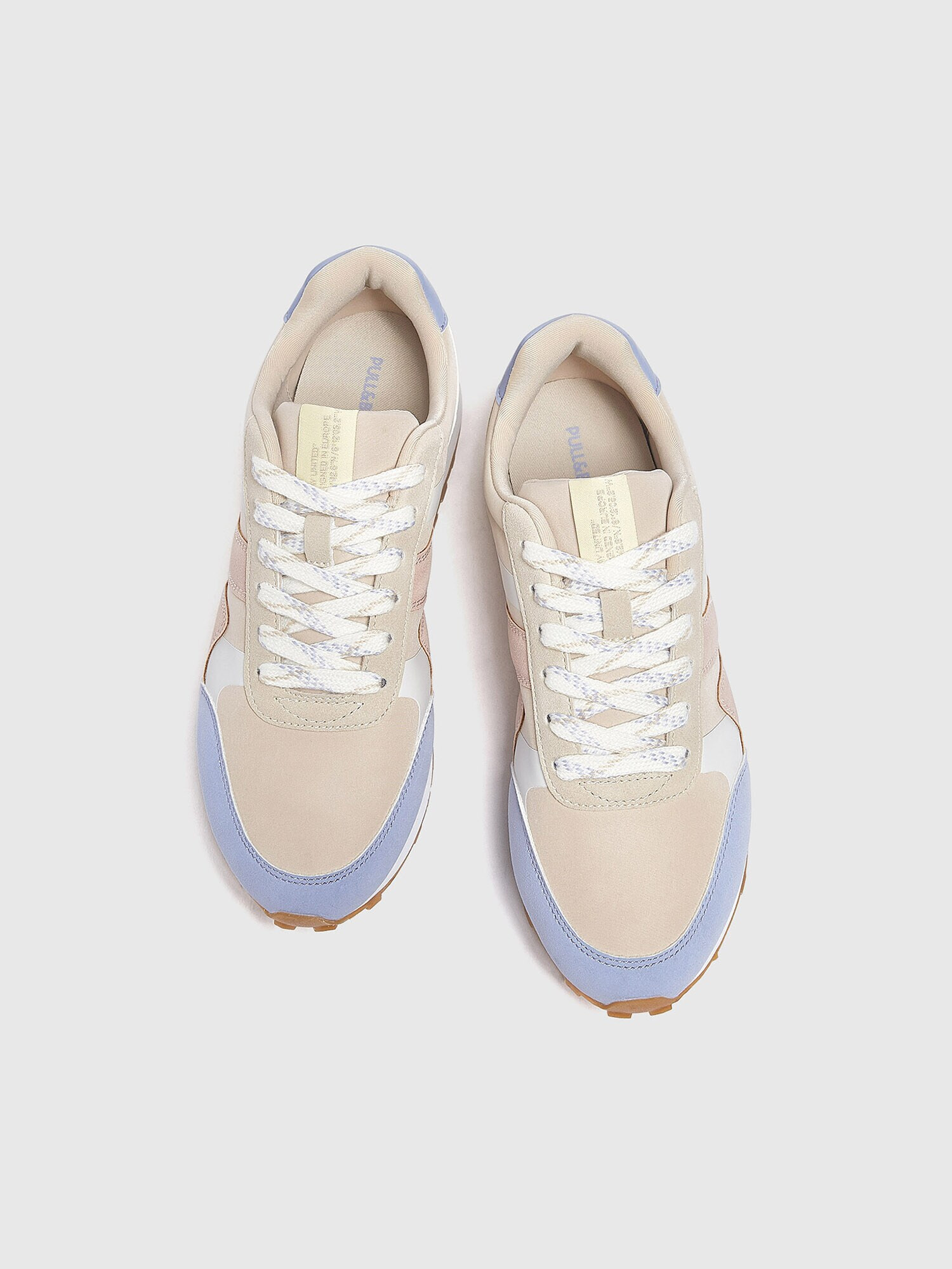 Pull&Bear Sneaker low bej / albastru deschis / roz pal / alb - Pled.ro