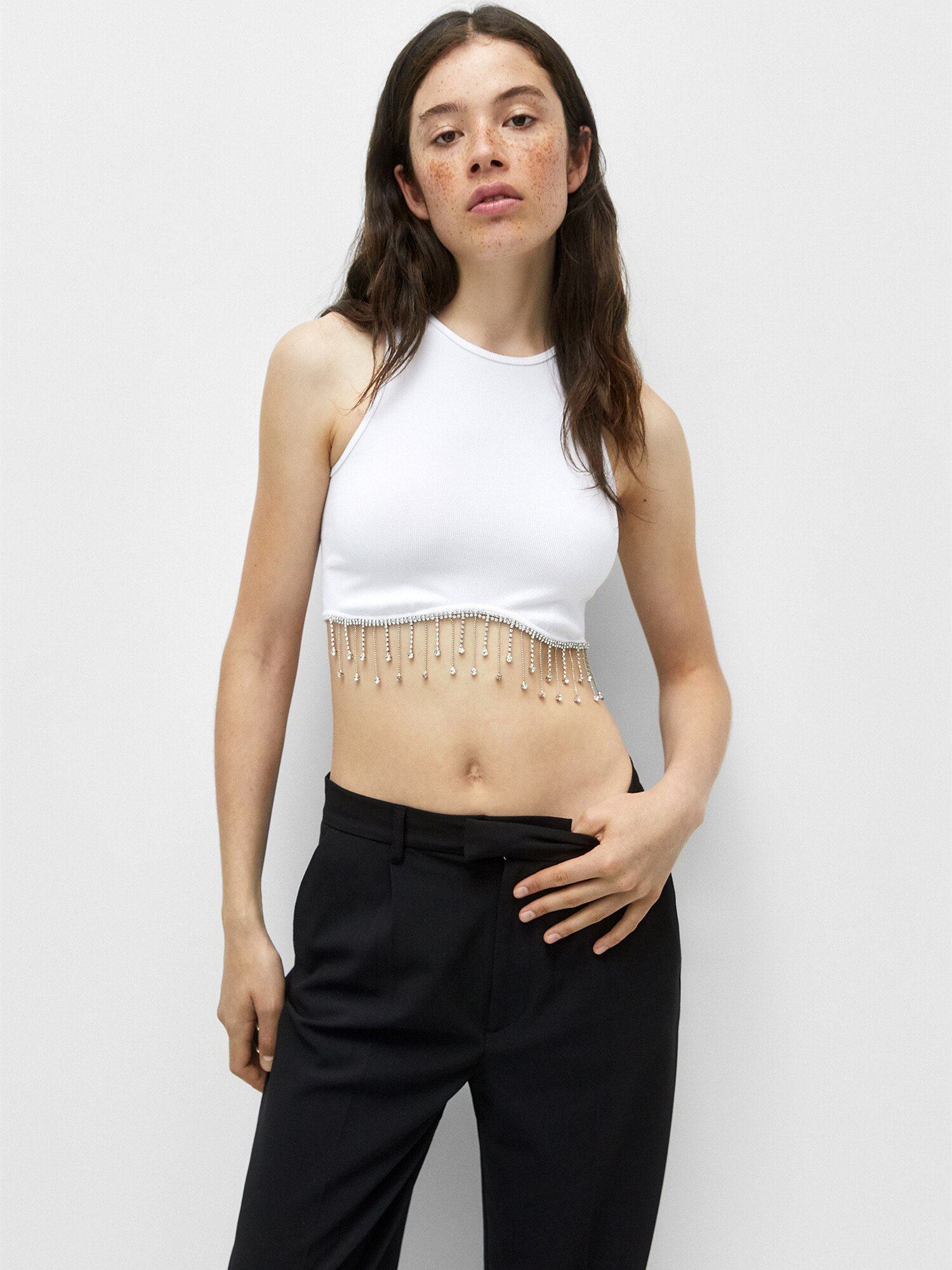 Pull&Bear Top alb - Pled.ro